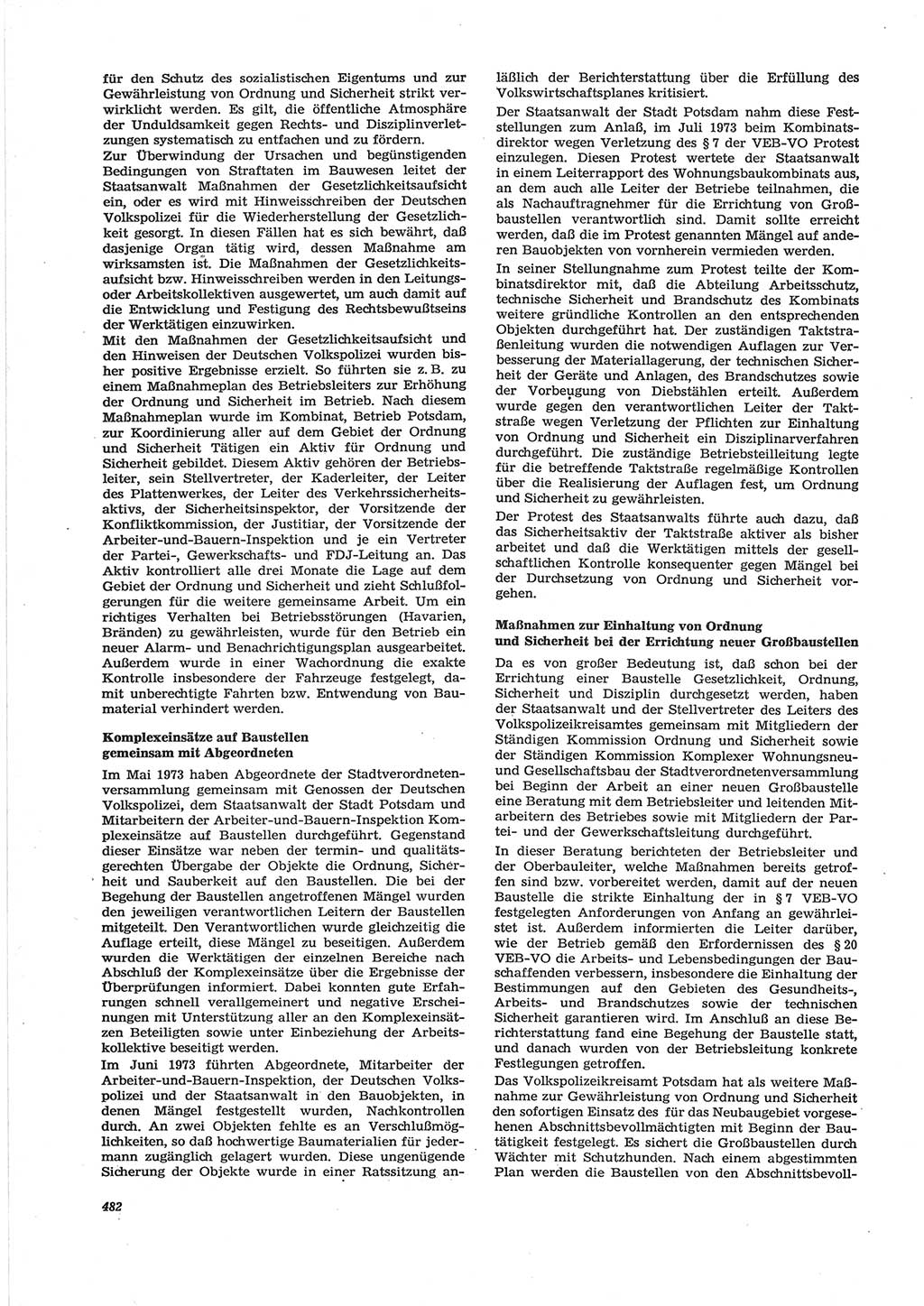 Neue Justiz (NJ), Zeitschrift für Recht und Rechtswissenschaft [Deutsche Demokratische Republik (DDR)], 28. Jahrgang 1974, Seite 482 (NJ DDR 1974, S. 482)