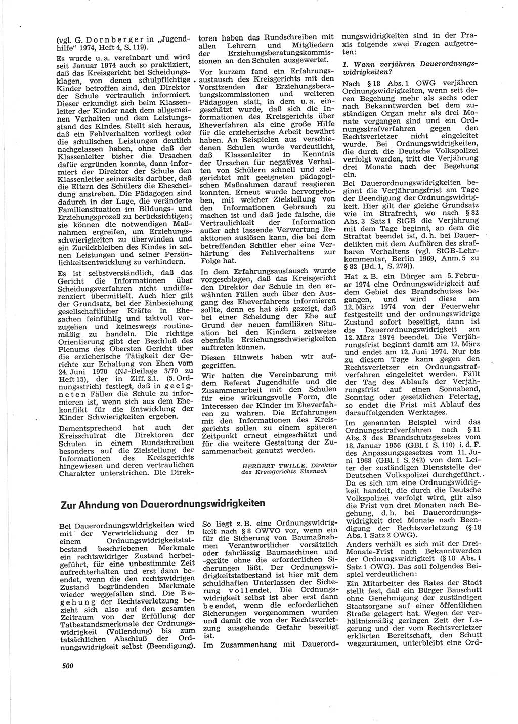 Neue Justiz (NJ), Zeitschrift für Recht und Rechtswissenschaft [Deutsche Demokratische Republik (DDR)], 28. Jahrgang 1974, Seite 500 (NJ DDR 1974, S. 500)
