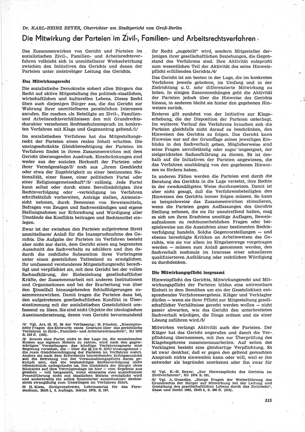 Neue Justiz (NJ), Zeitschrift für Recht und Rechtswissenschaft [Deutsche Demokratische Republik (DDR)], 28. Jahrgang 1974, Seite 515 (NJ DDR 1974, S. 515)