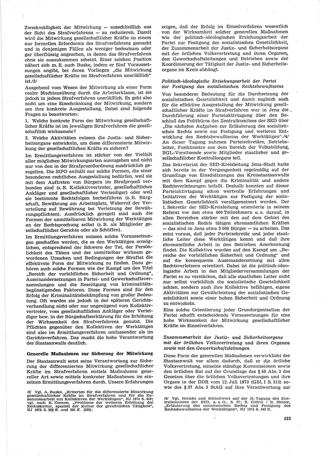 Neue Justiz (NJ), Zeitschrift für Recht und Rechtswissenschaft [Deutsche Demokratische Republik (DDR)], 28. Jahrgang 1974, Seite 525 (NJ DDR 1974, S. 525)
