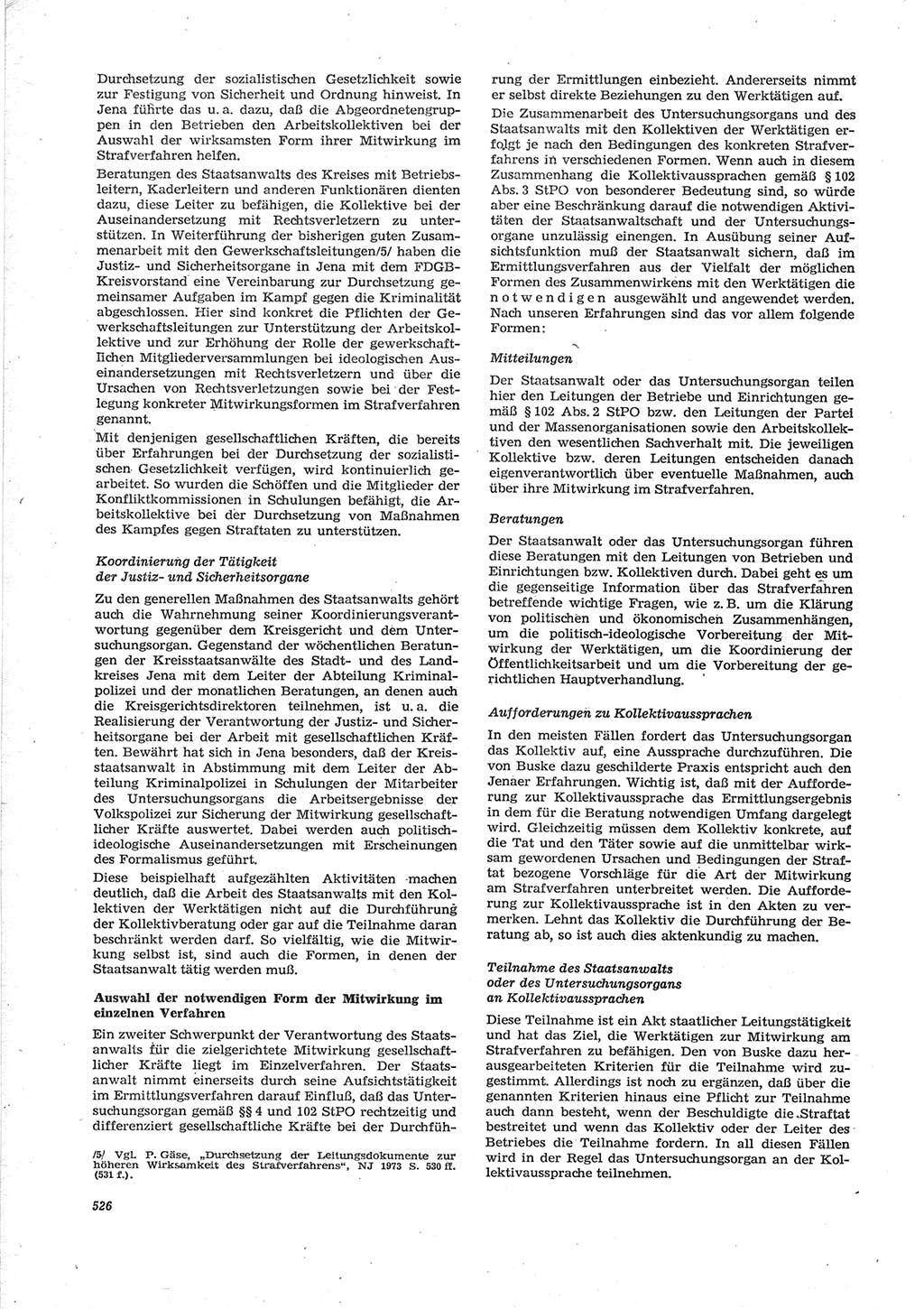 Neue Justiz (NJ), Zeitschrift für Recht und Rechtswissenschaft [Deutsche Demokratische Republik (DDR)], 28. Jahrgang 1974, Seite 526 (NJ DDR 1974, S. 526)