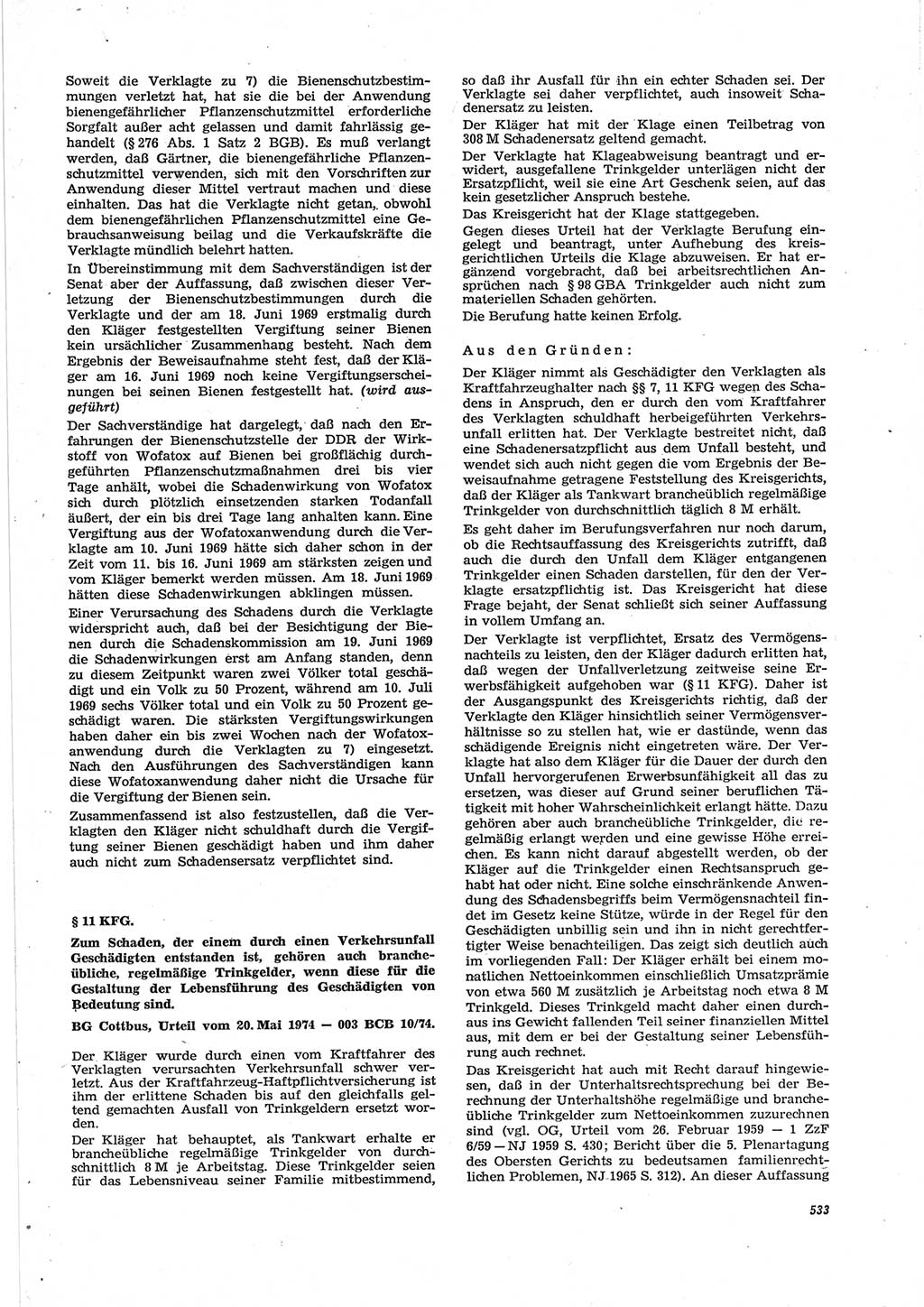 Neue Justiz (NJ), Zeitschrift für Recht und Rechtswissenschaft [Deutsche Demokratische Republik (DDR)], 28. Jahrgang 1974, Seite 533 (NJ DDR 1974, S. 533)