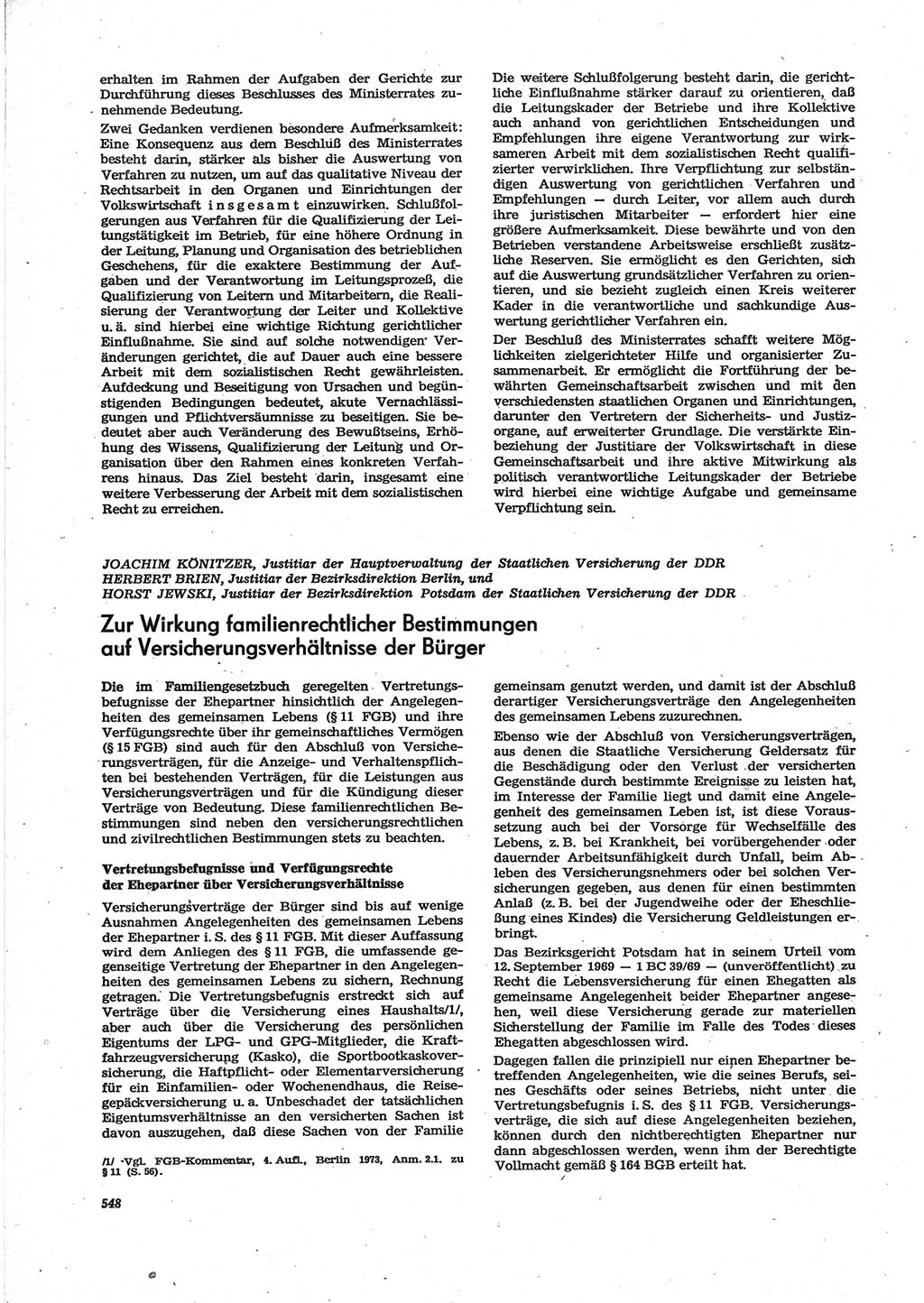 Neue Justiz (NJ), Zeitschrift für Recht und Rechtswissenschaft [Deutsche Demokratische Republik (DDR)], 28. Jahrgang 1974, Seite 548 (NJ DDR 1974, S. 548)