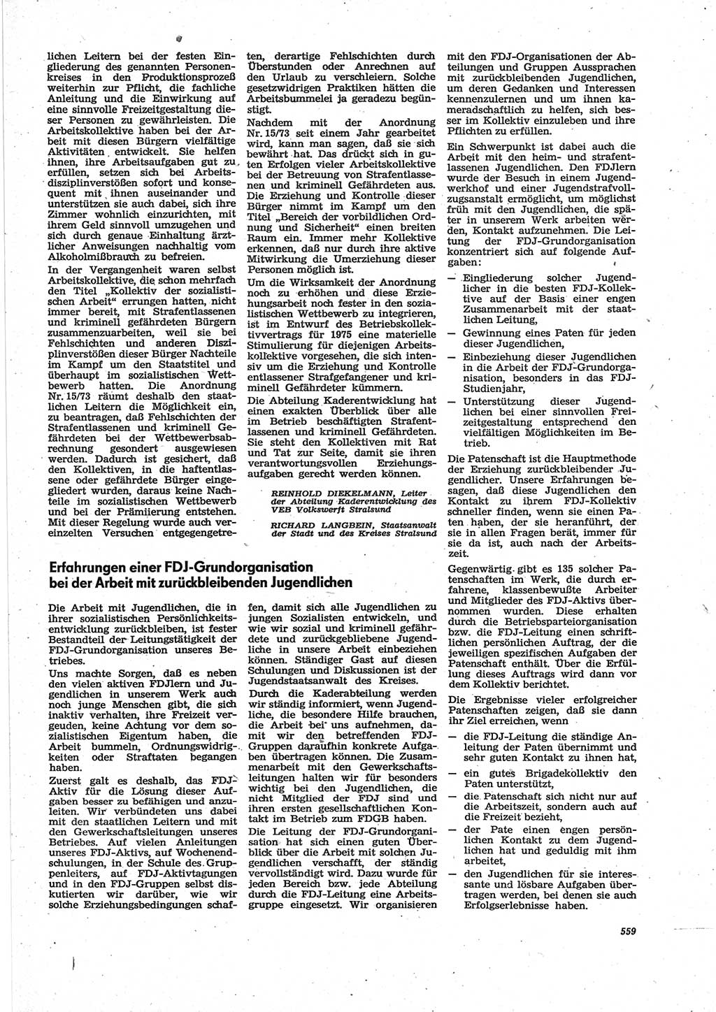 Neue Justiz (NJ), Zeitschrift für Recht und Rechtswissenschaft [Deutsche Demokratische Republik (DDR)], 28. Jahrgang 1974, Seite 559 (NJ DDR 1974, S. 559)