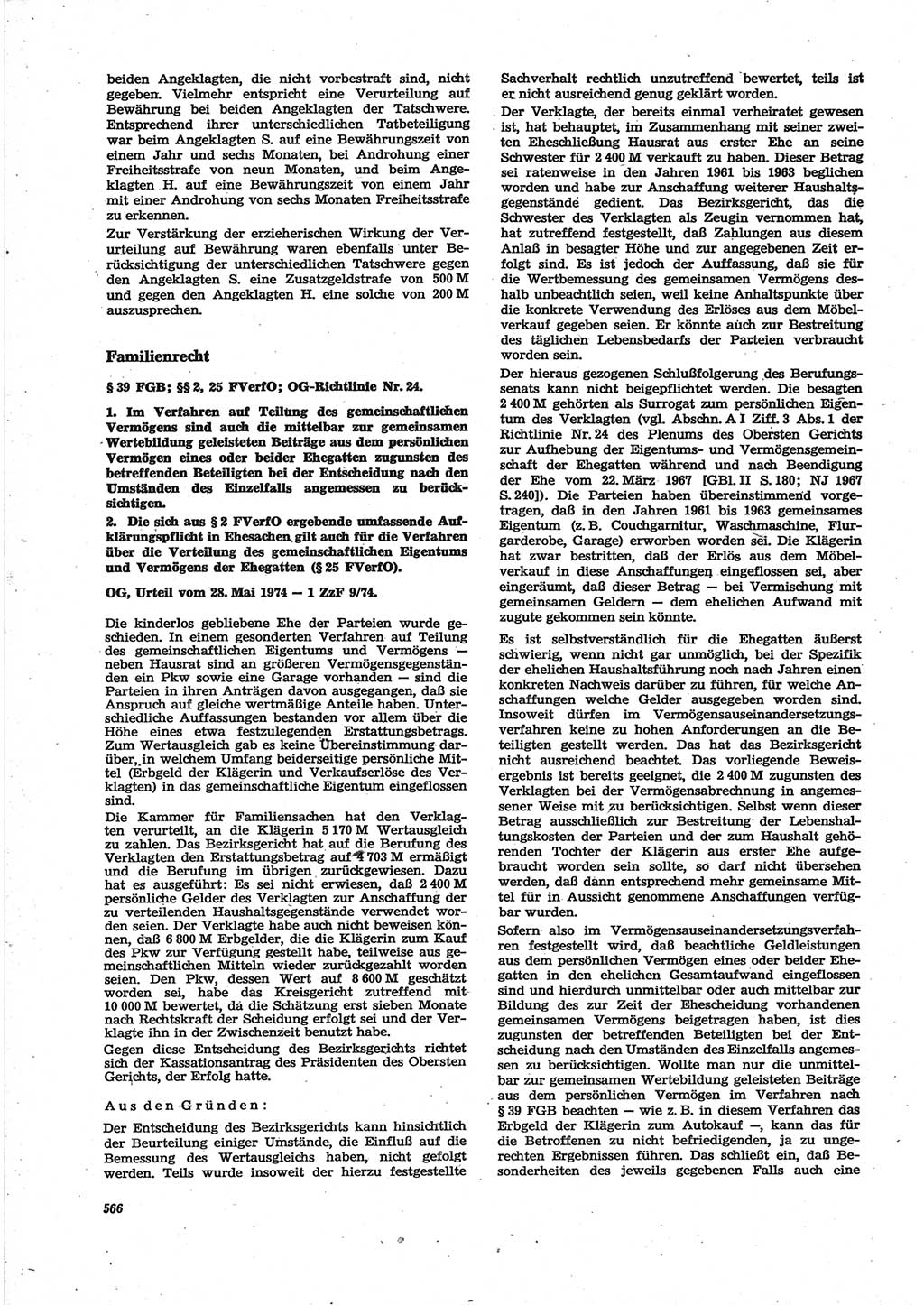 Neue Justiz (NJ), Zeitschrift für Recht und Rechtswissenschaft [Deutsche Demokratische Republik (DDR)], 28. Jahrgang 1974, Seite 566 (NJ DDR 1974, S. 566)