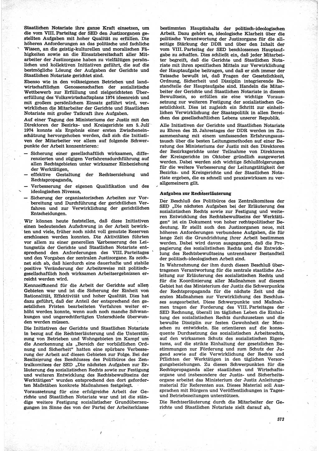 Neue Justiz (NJ), Zeitschrift für Recht und Rechtswissenschaft [Deutsche Demokratische Republik (DDR)], 28. Jahrgang 1974, Seite 573 (NJ DDR 1974, S. 573)