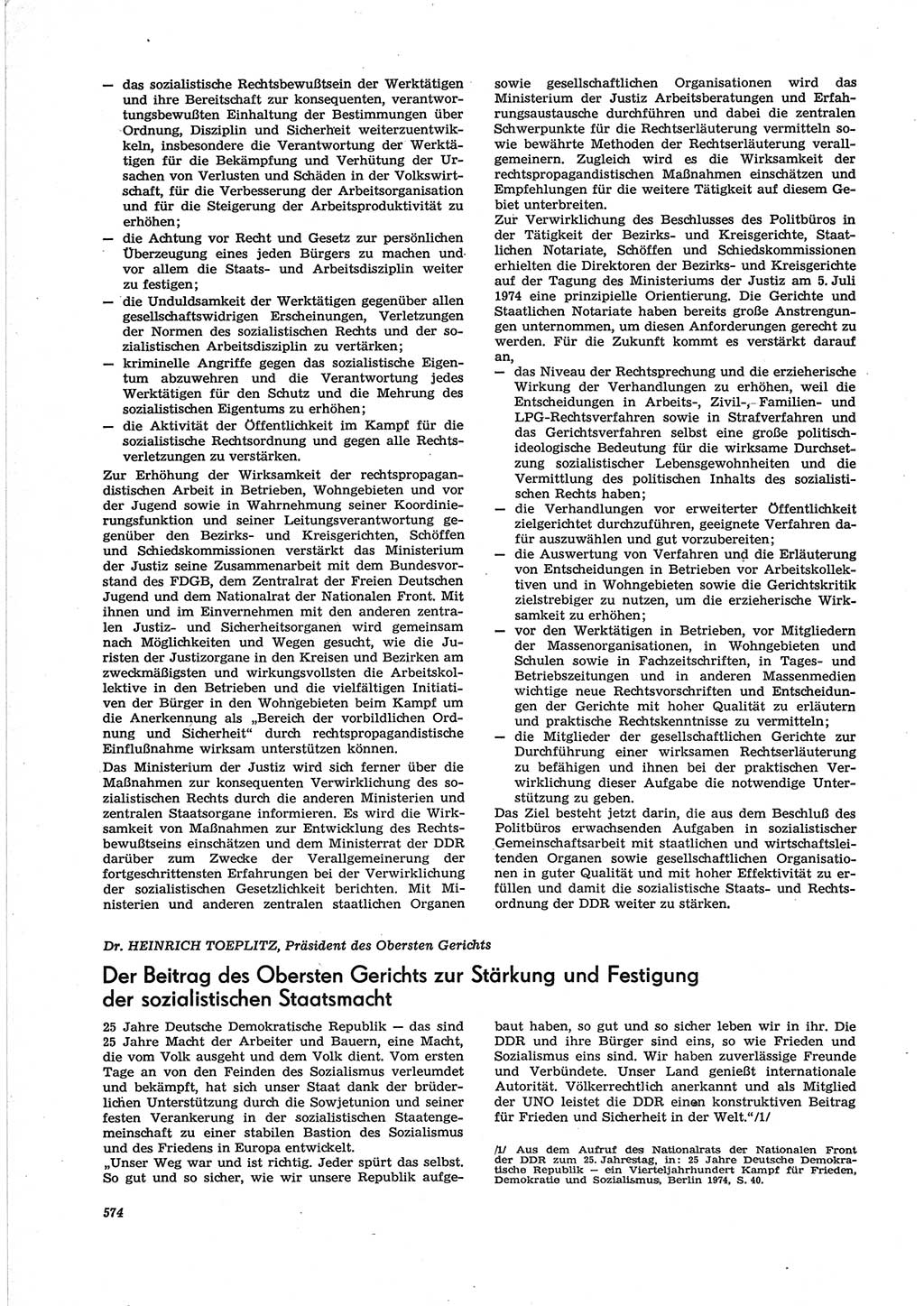 Neue Justiz (NJ), Zeitschrift für Recht und Rechtswissenschaft [Deutsche Demokratische Republik (DDR)], 28. Jahrgang 1974, Seite 574 (NJ DDR 1974, S. 574)