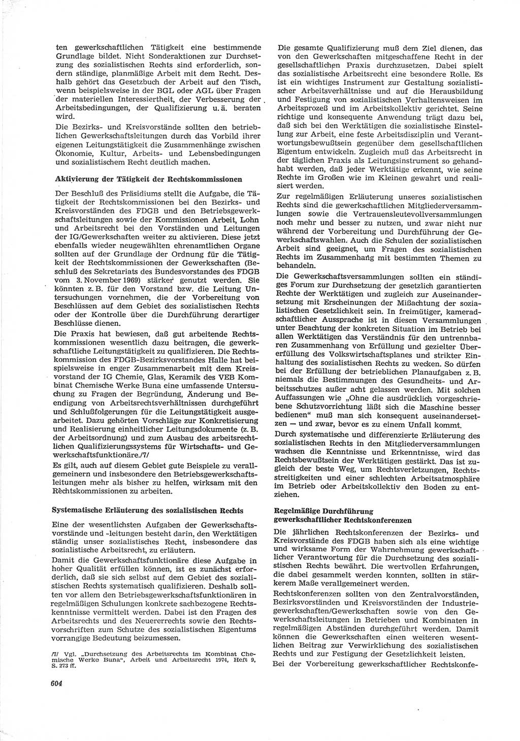 Neue Justiz (NJ), Zeitschrift für Recht und Rechtswissenschaft [Deutsche Demokratische Republik (DDR)], 28. Jahrgang 1974, Seite 604 (NJ DDR 1974, S. 604)