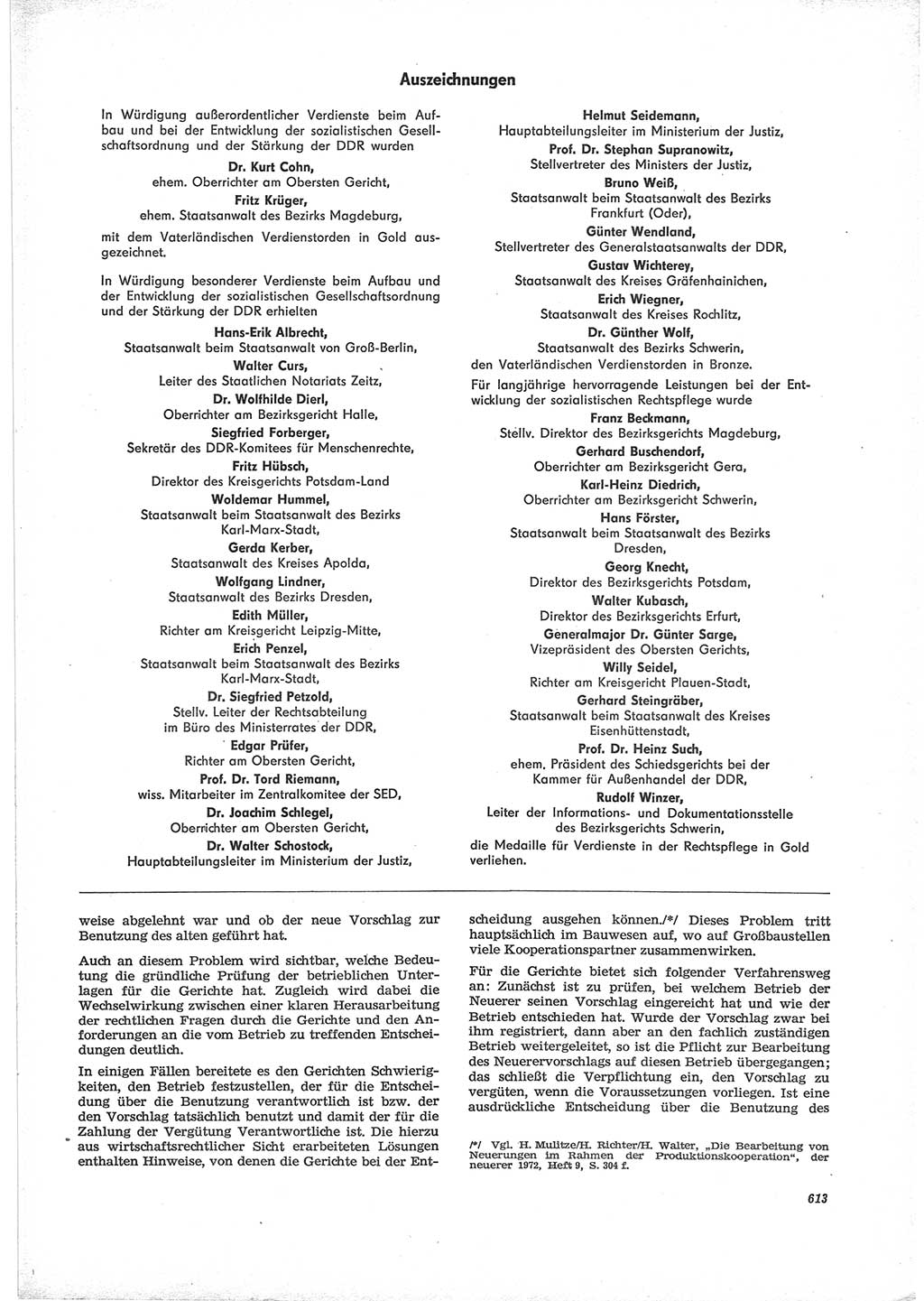 Neue Justiz (NJ), Zeitschrift für Recht und Rechtswissenschaft [Deutsche Demokratische Republik (DDR)], 28. Jahrgang 1974, Seite 613 (NJ DDR 1974, S. 613)