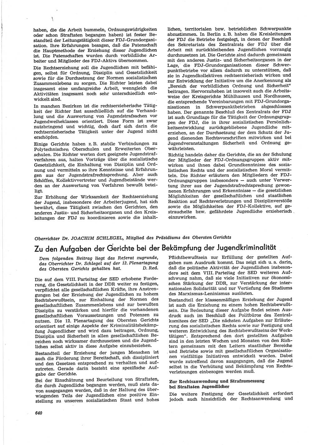 Neue Justiz (NJ), Zeitschrift für Recht und Rechtswissenschaft [Deutsche Demokratische Republik (DDR)], 28. Jahrgang 1974, Seite 640 (NJ DDR 1974, S. 640)