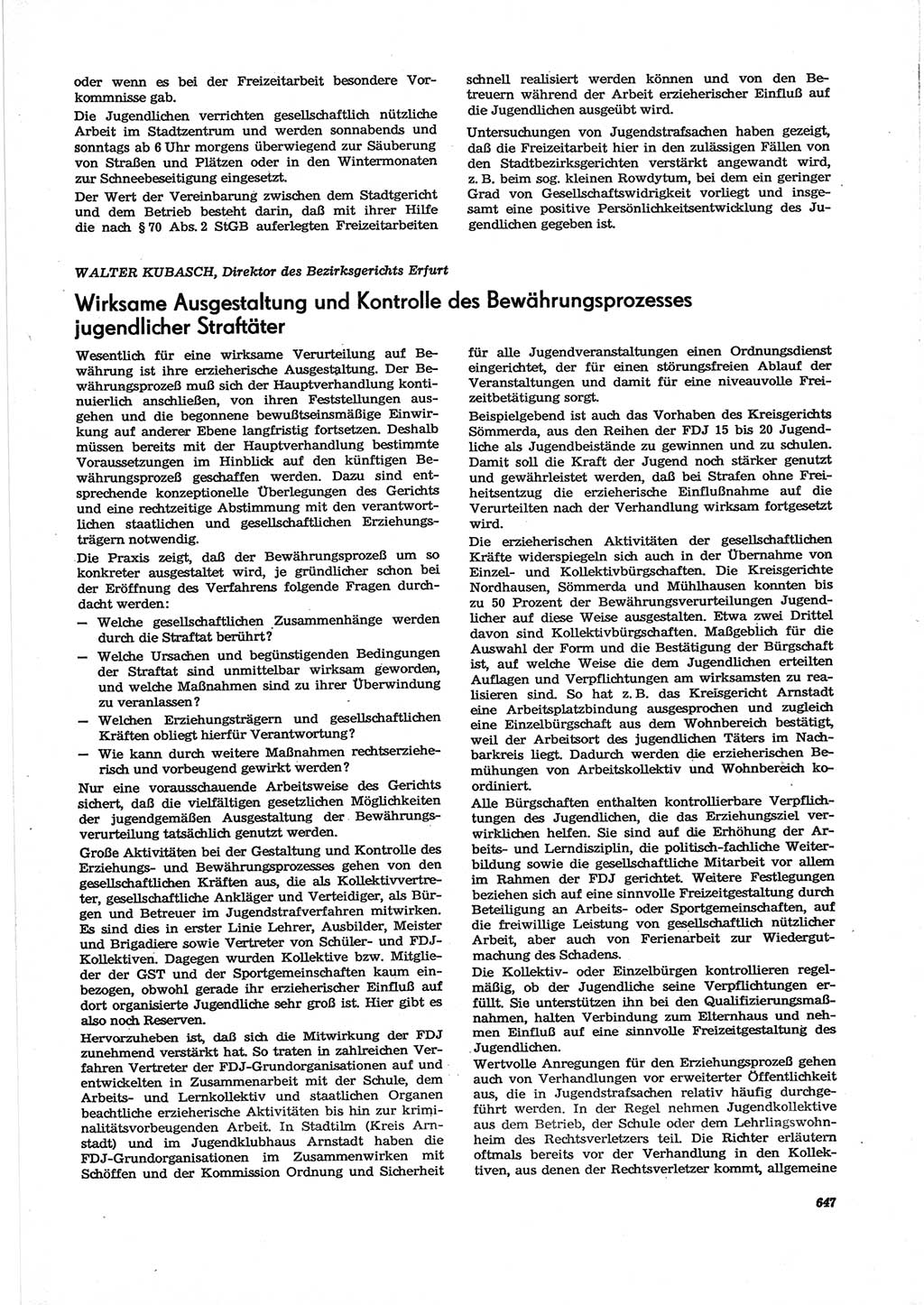 Neue Justiz (NJ), Zeitschrift für Recht und Rechtswissenschaft [Deutsche Demokratische Republik (DDR)], 28. Jahrgang 1974, Seite 647 (NJ DDR 1974, S. 647)