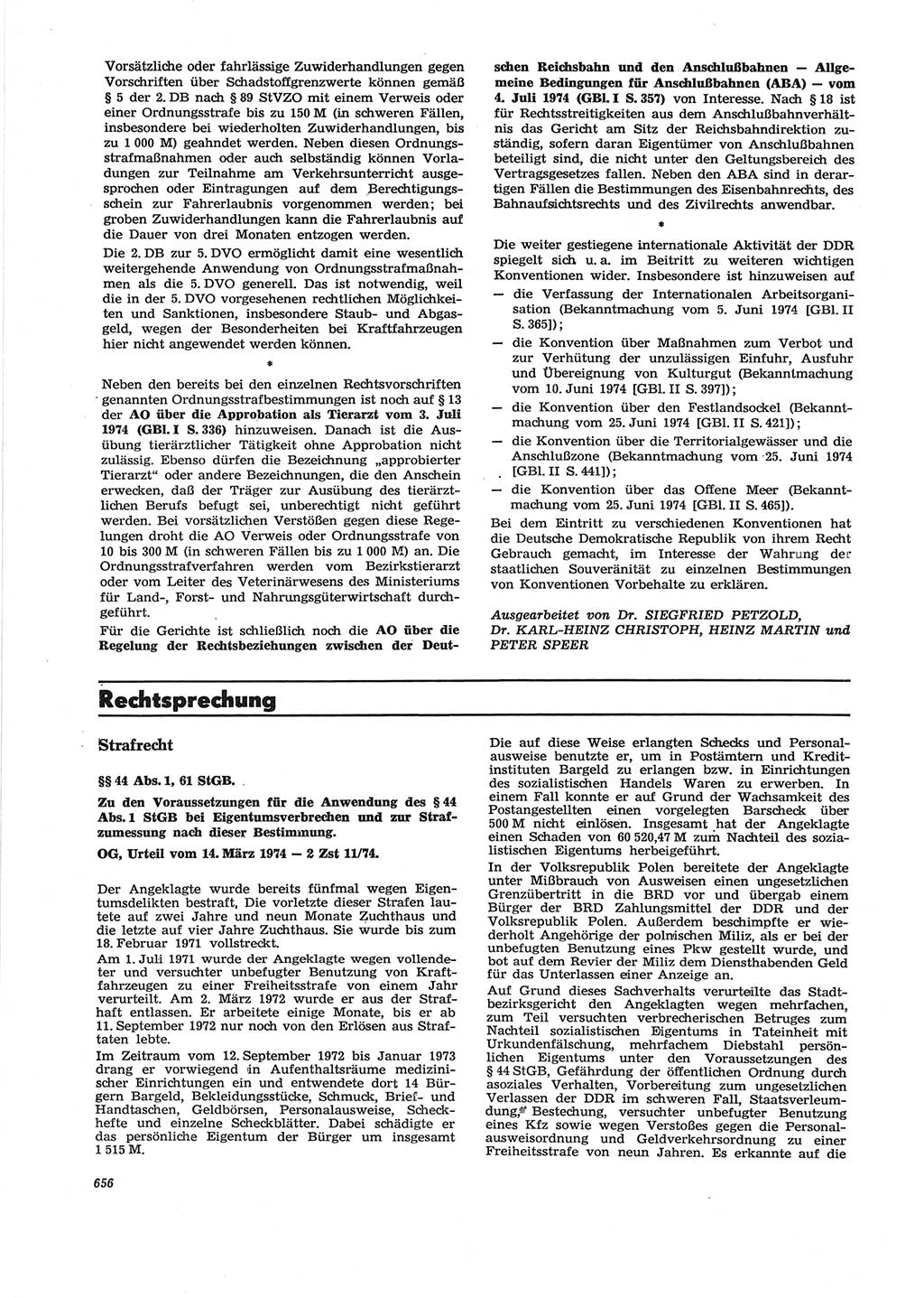Neue Justiz (NJ), Zeitschrift für Recht und Rechtswissenschaft [Deutsche Demokratische Republik (DDR)], 28. Jahrgang 1974, Seite 656 (NJ DDR 1974, S. 656)