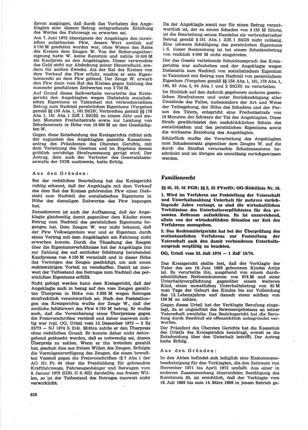 Neue Justiz (NJ), Zeitschrift für Recht und Rechtswissenschaft [Deutsche Demokratische Republik (DDR)], 28. Jahrgang 1974, Seite 658 (NJ DDR 1974, S. 658)