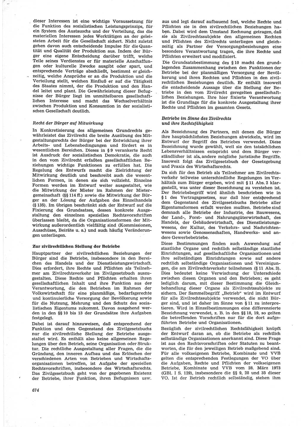 Neue Justiz (NJ), Zeitschrift für Recht und Rechtswissenschaft [Deutsche Demokratische Republik (DDR)], 28. Jahrgang 1974, Seite 674 (NJ DDR 1974, S. 674)