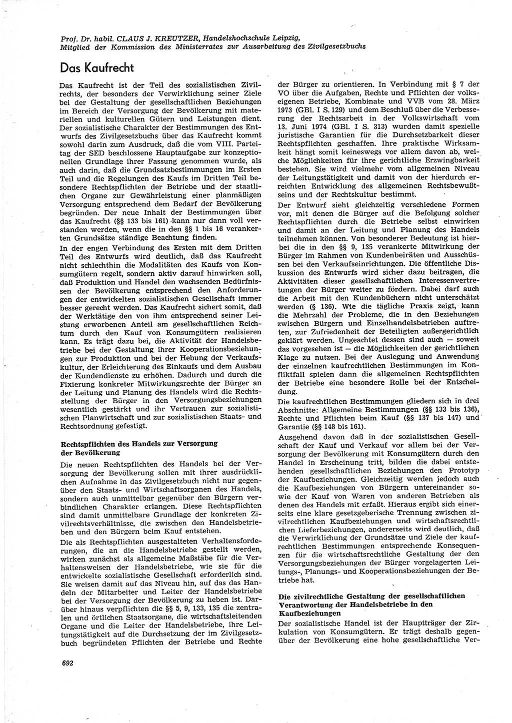 Neue Justiz (NJ), Zeitschrift für Recht und Rechtswissenschaft [Deutsche Demokratische Republik (DDR)], 28. Jahrgang 1974, Seite 692 (NJ DDR 1974, S. 692)