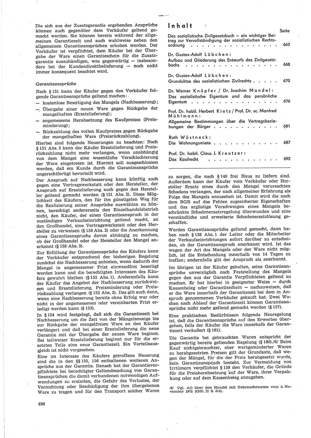 Neue Justiz (NJ), Zeitschrift für Recht und Rechtswissenschaft [Deutsche Demokratische Republik (DDR)], 28. Jahrgang 1974, Seite 696 (NJ DDR 1974, S. 696)