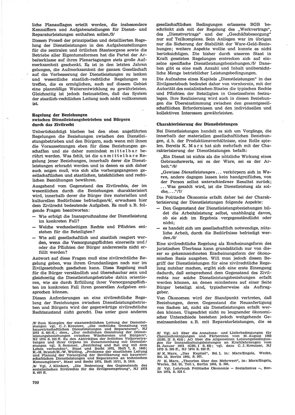 Neue Justiz (NJ), Zeitschrift für Recht und Rechtswissenschaft [Deutsche Demokratische Republik (DDR)], 28. Jahrgang 1974, Seite 700 (NJ DDR 1974, S. 700)