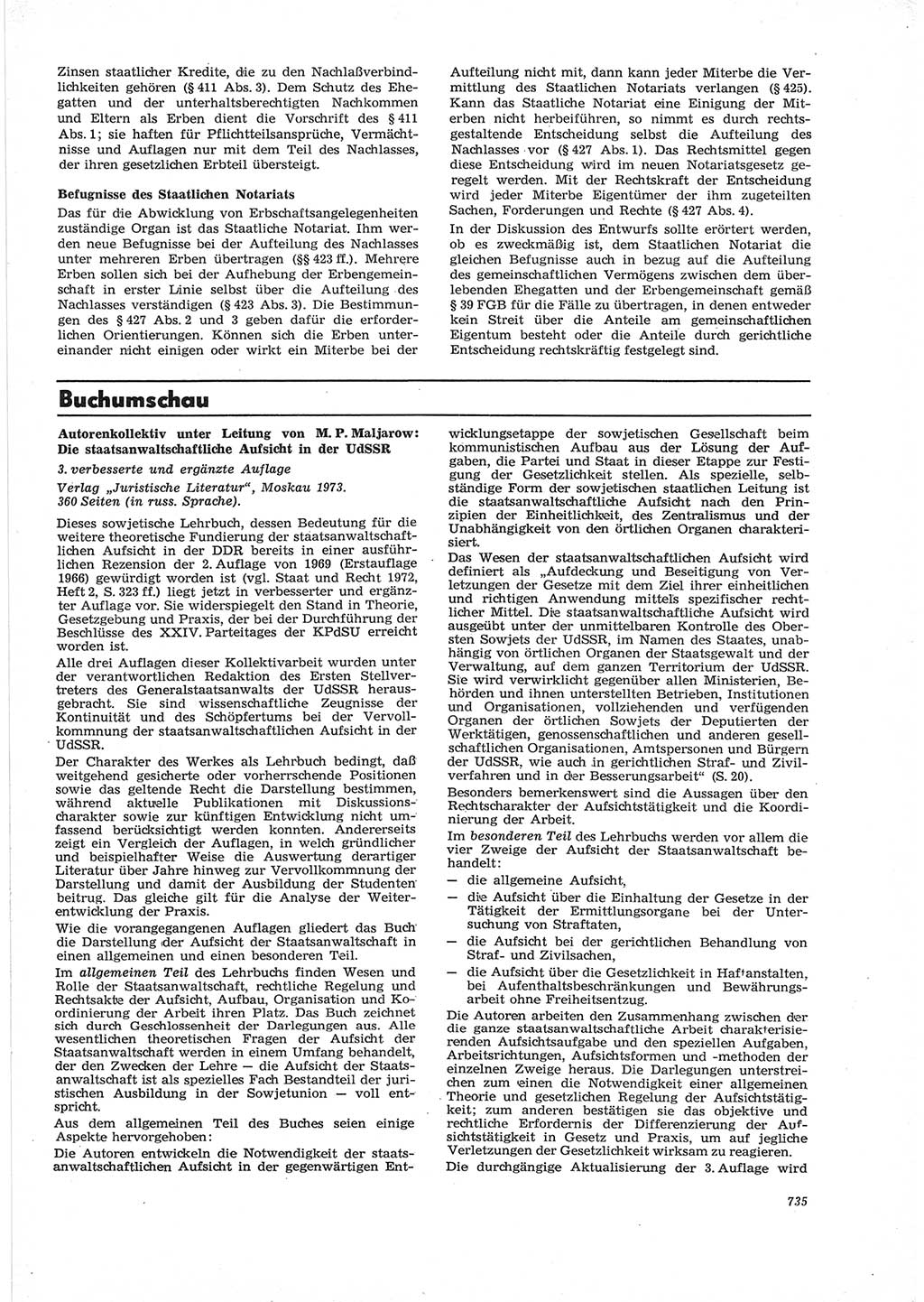 Neue Justiz (NJ), Zeitschrift für Recht und Rechtswissenschaft [Deutsche Demokratische Republik (DDR)], 28. Jahrgang 1974, Seite 735 (NJ DDR 1974, S. 735)