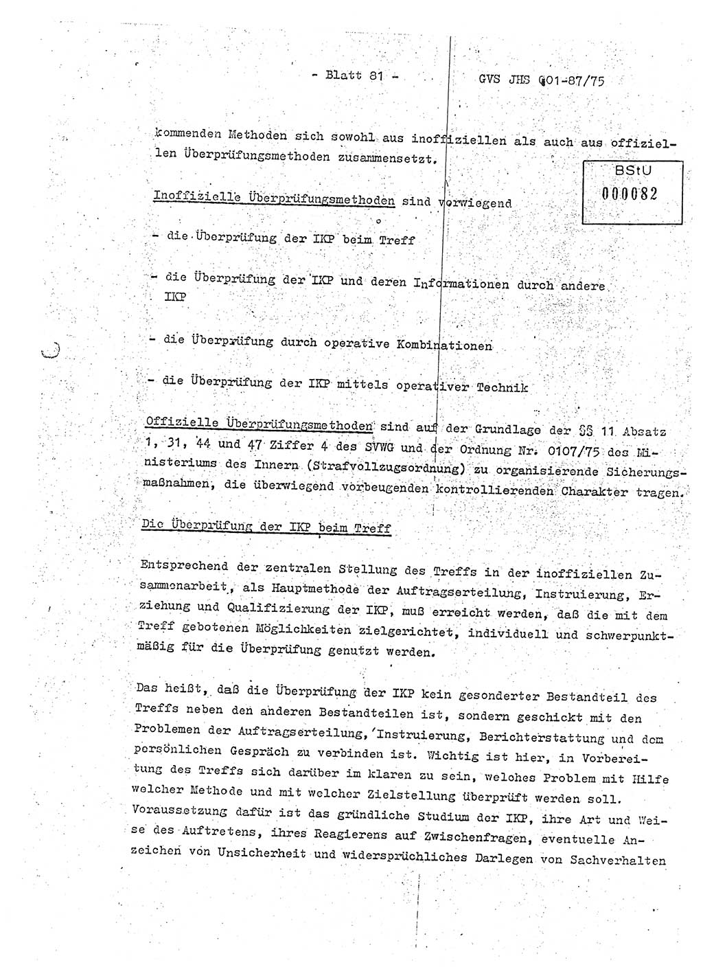 Diplomarbeit Hauptmann Volkmar Heinz (Abt. ⅩⅣ), Oberleutnant Lothar Rüdiger (BV Lpz. Abt. Ⅺ), Ministerium für Staatssicherheit (MfS) [Deutsche Demokratische Republik (DDR)], Juristische Hochschule (JHS), Geheime Verschlußsache (GVS) o001-87/75, Potsdam 1975, Seite 81 (Dipl.-Arb. MfS DDR JHS GVS o001-87/75 1975, S. 81)