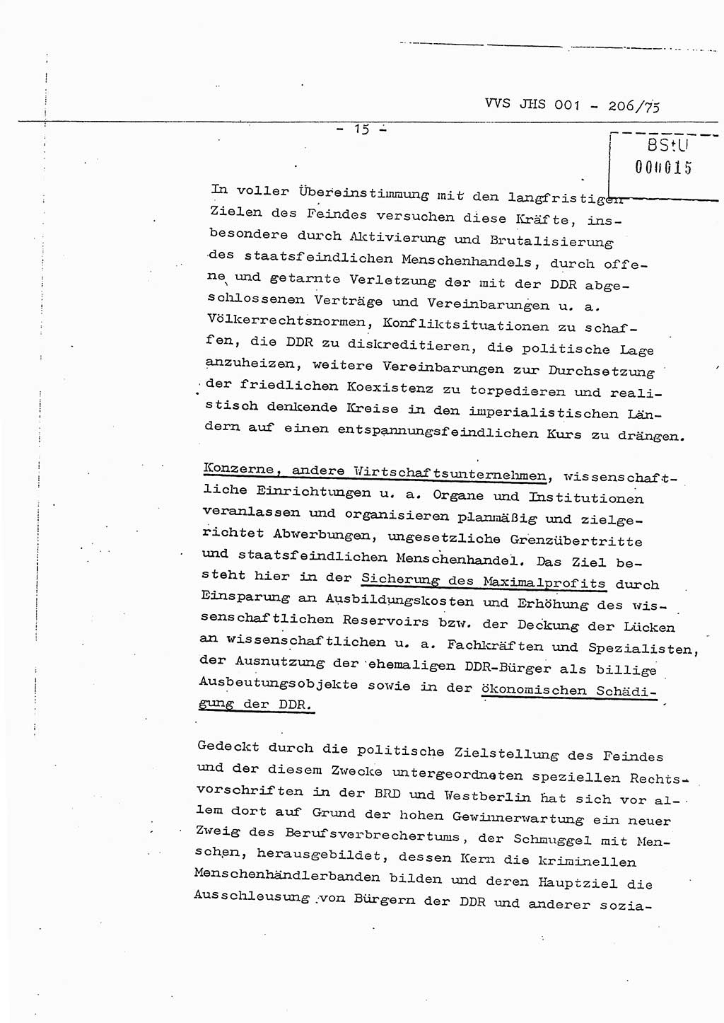 Dissertation Generalmajor Manfred Hummitzsch (Leiter der BV Leipzig), Generalmajor Heinz Fiedler (HA Ⅵ), Oberst Rolf Fister (HA Ⅸ), Ministerium für Staatssicherheit (MfS) [Deutsche Demokratische Republik (DDR)], Juristische Hochschule (JHS), Vertrauliche Verschlußsache (VVS) 001-206/75, Potsdam 1975, Seite 15 (Diss. MfS DDR JHS VVS 001-206/75 1975, S. 15)