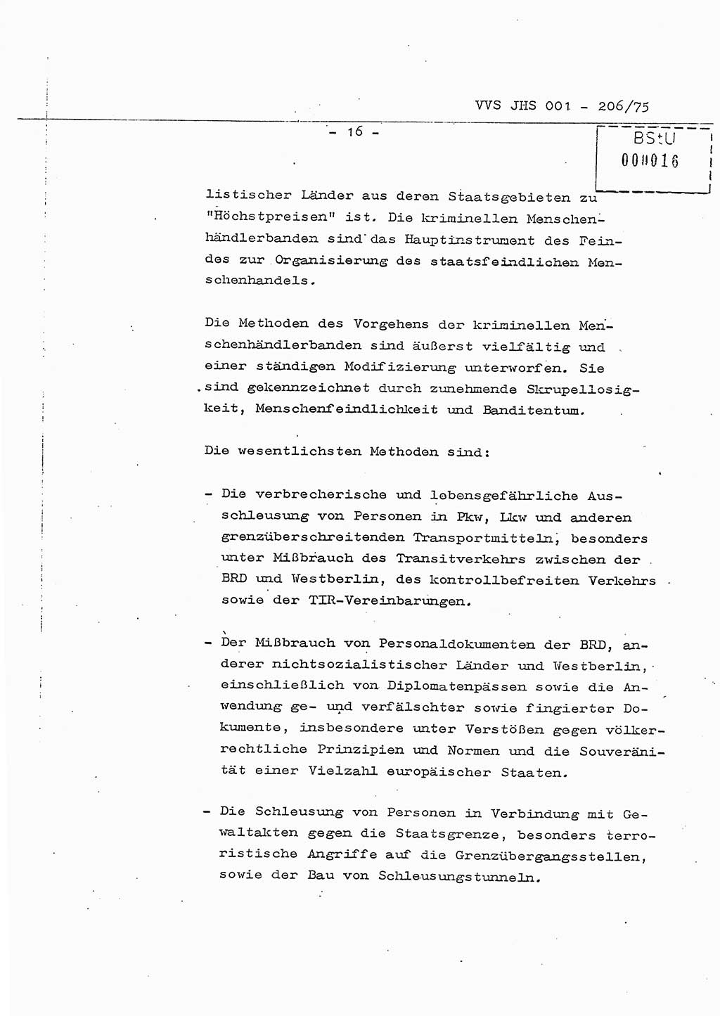 Dissertation Generalmajor Manfred Hummitzsch (Leiter der BV Leipzig), Generalmajor Heinz Fiedler (HA Ⅵ), Oberst Rolf Fister (HA Ⅸ), Ministerium für Staatssicherheit (MfS) [Deutsche Demokratische Republik (DDR)], Juristische Hochschule (JHS), Vertrauliche Verschlußsache (VVS) 001-206/75, Potsdam 1975, Seite 16 (Diss. MfS DDR JHS VVS 001-206/75 1975, S. 16)