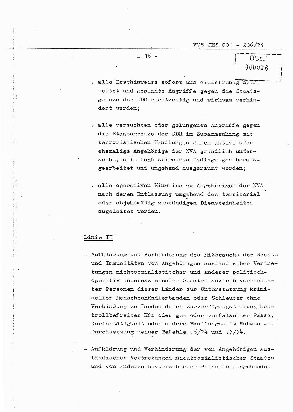 Dissertation Generalmajor Manfred Hummitzsch (Leiter der BV Leipzig), Generalmajor Heinz Fiedler (HA Ⅵ), Oberst Rolf Fister (HA Ⅸ), Ministerium für Staatssicherheit (MfS) [Deutsche Demokratische Republik (DDR)], Juristische Hochschule (JHS), Vertrauliche Verschlußsache (VVS) 001-206/75, Potsdam 1975, Seite 36 (Diss. MfS DDR JHS VVS 001-206/75 1975, S. 36)