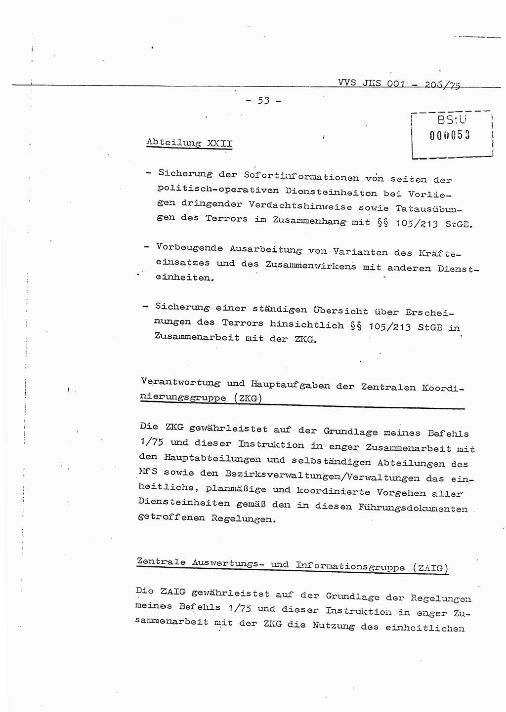 Dissertation Generalmajor Manfred Hummitzsch (Leiter der BV Leipzig), Generalmajor Heinz Fiedler (HA Ⅵ), Oberst Rolf Fister (HA Ⅸ), Ministerium für Staatssicherheit (MfS) [Deutsche Demokratische Republik (DDR)], Juristische Hochschule (JHS), Vertrauliche Verschlußsache (VVS) 001-206/75, Potsdam 1975, Seite 53 (Diss. MfS DDR JHS VVS 001-206/75 1975, S. 53)