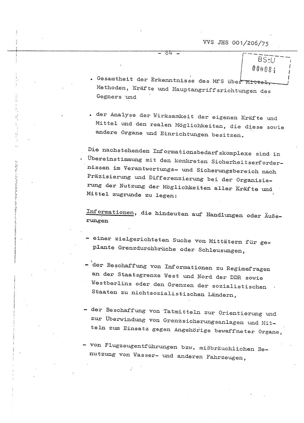 Dissertation Generalmajor Manfred Hummitzsch (Leiter der BV Leipzig), Generalmajor Heinz Fiedler (HA Ⅵ), Oberst Rolf Fister (HA Ⅸ), Ministerium für Staatssicherheit (MfS) [Deutsche Demokratische Republik (DDR)], Juristische Hochschule (JHS), Vertrauliche Verschlußsache (VVS) 001-206/75, Potsdam 1975, Seite 84 (Diss. MfS DDR JHS VVS 001-206/75 1975, S. 84)