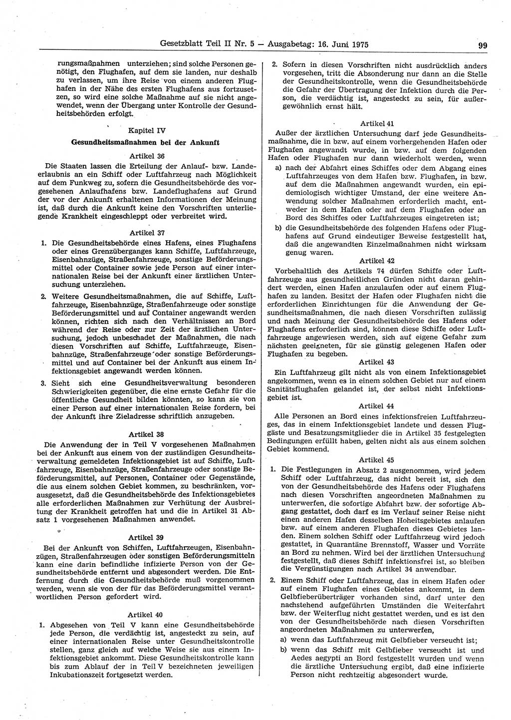 Gesetzblatt (GBl.) der Deutschen Demokratischen Republik (DDR) Teil ⅠⅠ 1975, Seite 99 (GBl. DDR ⅠⅠ 1975, S. 99)