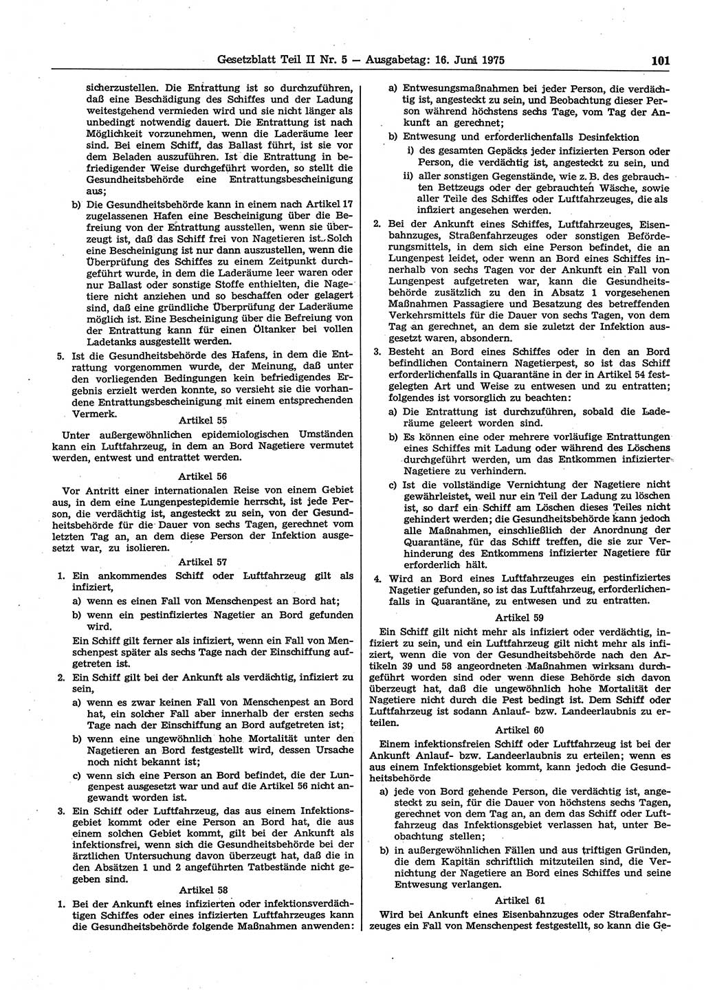 Gesetzblatt (GBl.) der Deutschen Demokratischen Republik (DDR) Teil ⅠⅠ 1975, Seite 101 (GBl. DDR ⅠⅠ 1975, S. 101)