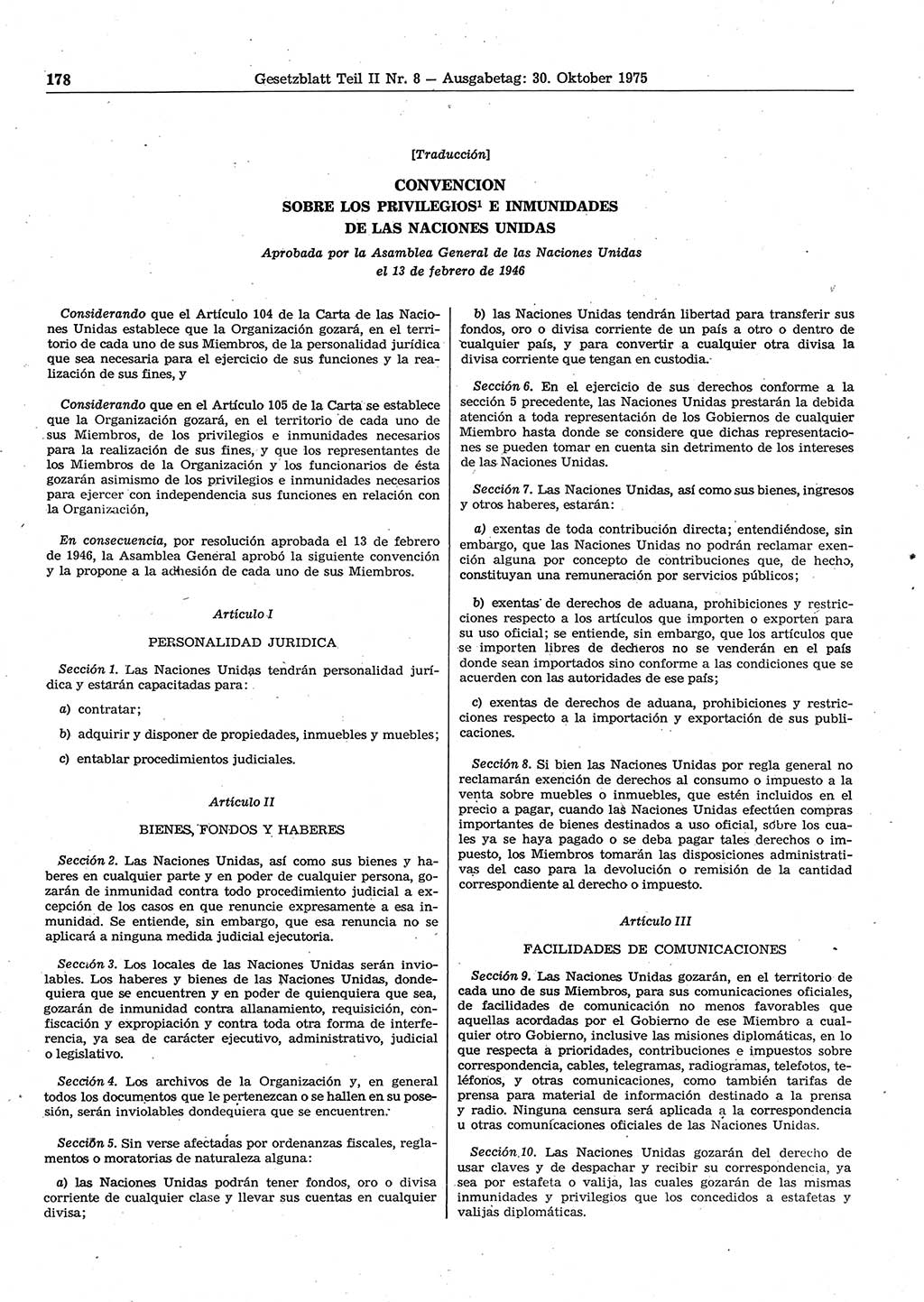 Gesetzblatt (GBl.) der Deutschen Demokratischen Republik (DDR) Teil ⅠⅠ 1975, Seite 178 (GBl. DDR ⅠⅠ 1975, S. 178)