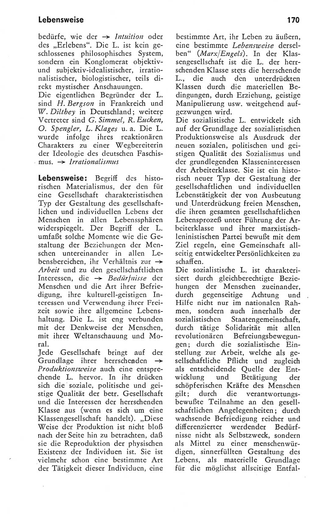 Kleines Wörterbuch der marxistisch-leninistischen Philosophie [Deutsche Demokratische Republik (DDR)] 1975, Seite 170 (Kl. Wb. ML Phil. DDR 1975, S. 170)