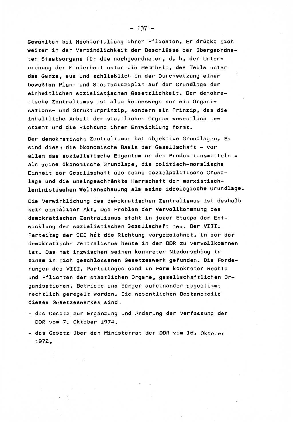 Marxistisch-leninistische Staats- und Rechtstheorie [Deutsche Demokratische Republik (DDR)] 1975, Seite 137 (ML St.-R.-Th. DDR 1975, S. 137)