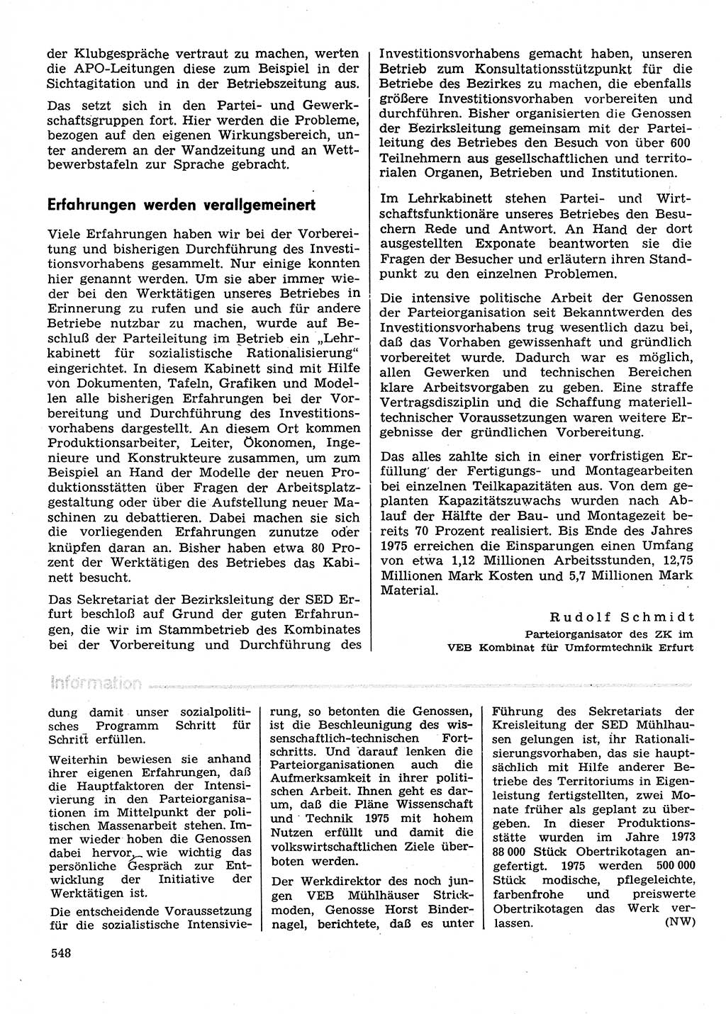 Neuer Weg (NW), Organ des Zentralkomitees (ZK) der SED (Sozialistische Einheitspartei Deutschlands) für Fragen des Parteilebens, 30. Jahrgang [Deutsche Demokratische Republik (DDR)] 1975, Seite 548 (NW ZK SED DDR 1975, S. 548)