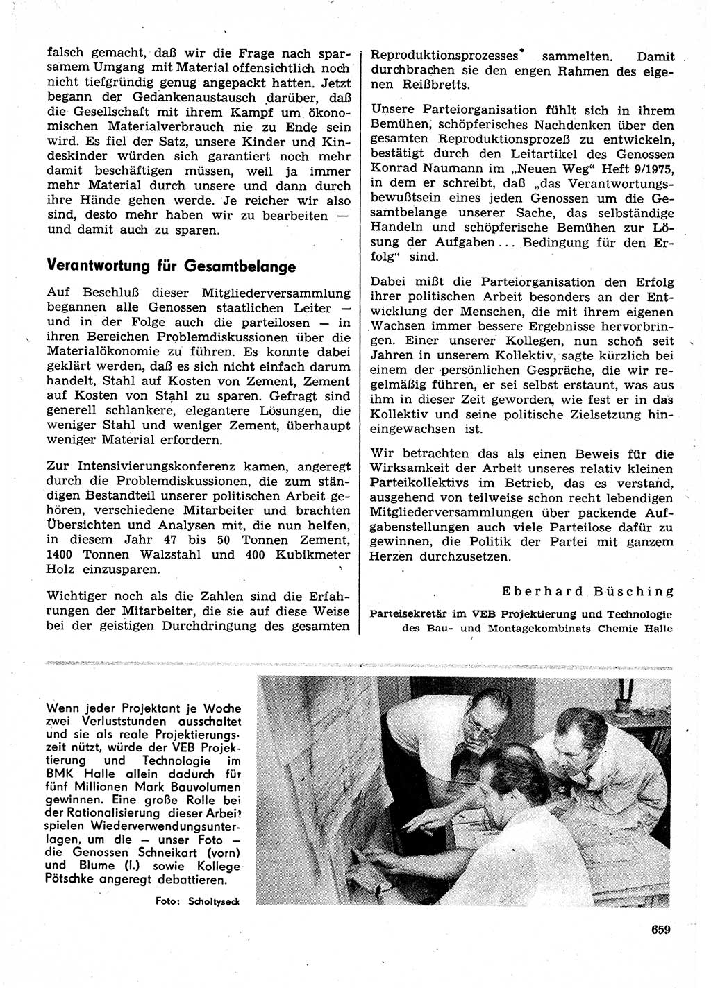 Neuer Weg (NW), Organ des Zentralkomitees (ZK) der SED (Sozialistische Einheitspartei Deutschlands) für Fragen des Parteilebens, 30. Jahrgang [Deutsche Demokratische Republik (DDR)] 1975, Seite 659 (NW ZK SED DDR 1975, S. 659)