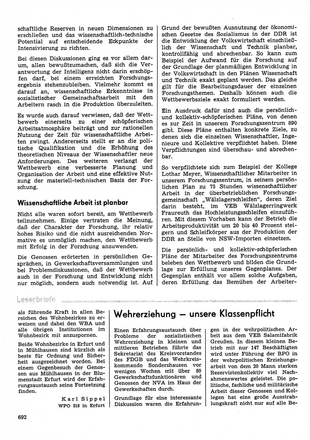 Neuer Weg (NW), Organ des Zentralkomitees (ZK) der SED (Sozialistische Einheitspartei Deutschlands) für Fragen des Parteilebens, 30. Jahrgang [Deutsche Demokratische Republik (DDR)] 1975, Seite 692 (NW ZK SED DDR 1975, S. 692)