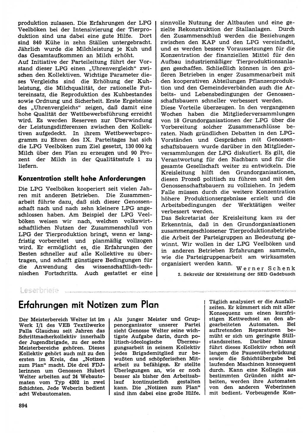 Neuer Weg (NW), Organ des Zentralkomitees (ZK) der SED (Sozialistische Einheitspartei Deutschlands) für Fragen des Parteilebens, 30. Jahrgang [Deutsche Demokratische Republik (DDR)] 1975, Seite 894 (NW ZK SED DDR 1975, S. 894)