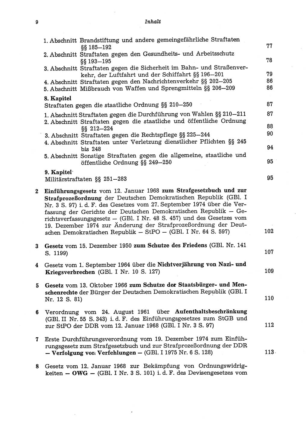 Strafgesetzbuch (StGB) der Deutschen Demokratischen Republik (DDR) und angrenzende Gesetze und Bestimmungen 1975, Seite 9 (StGB DDR Ges. Best. 1975, S. 9)