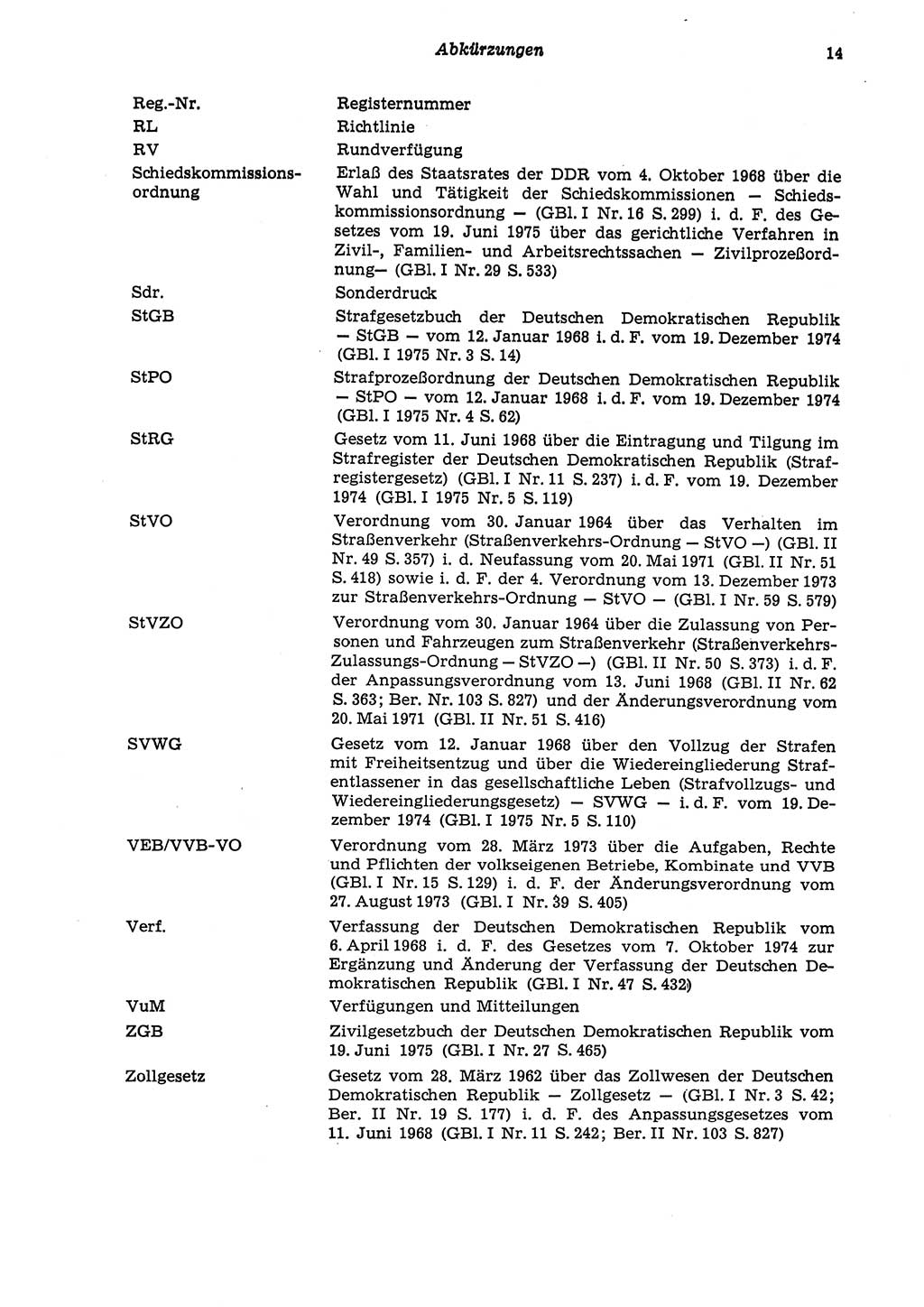 Strafgesetzbuch (StGB) der Deutschen Demokratischen Republik (DDR) und angrenzende Gesetze und Bestimmungen 1975, Seite 14 (StGB DDR Ges. Best. 1975, S. 14)
