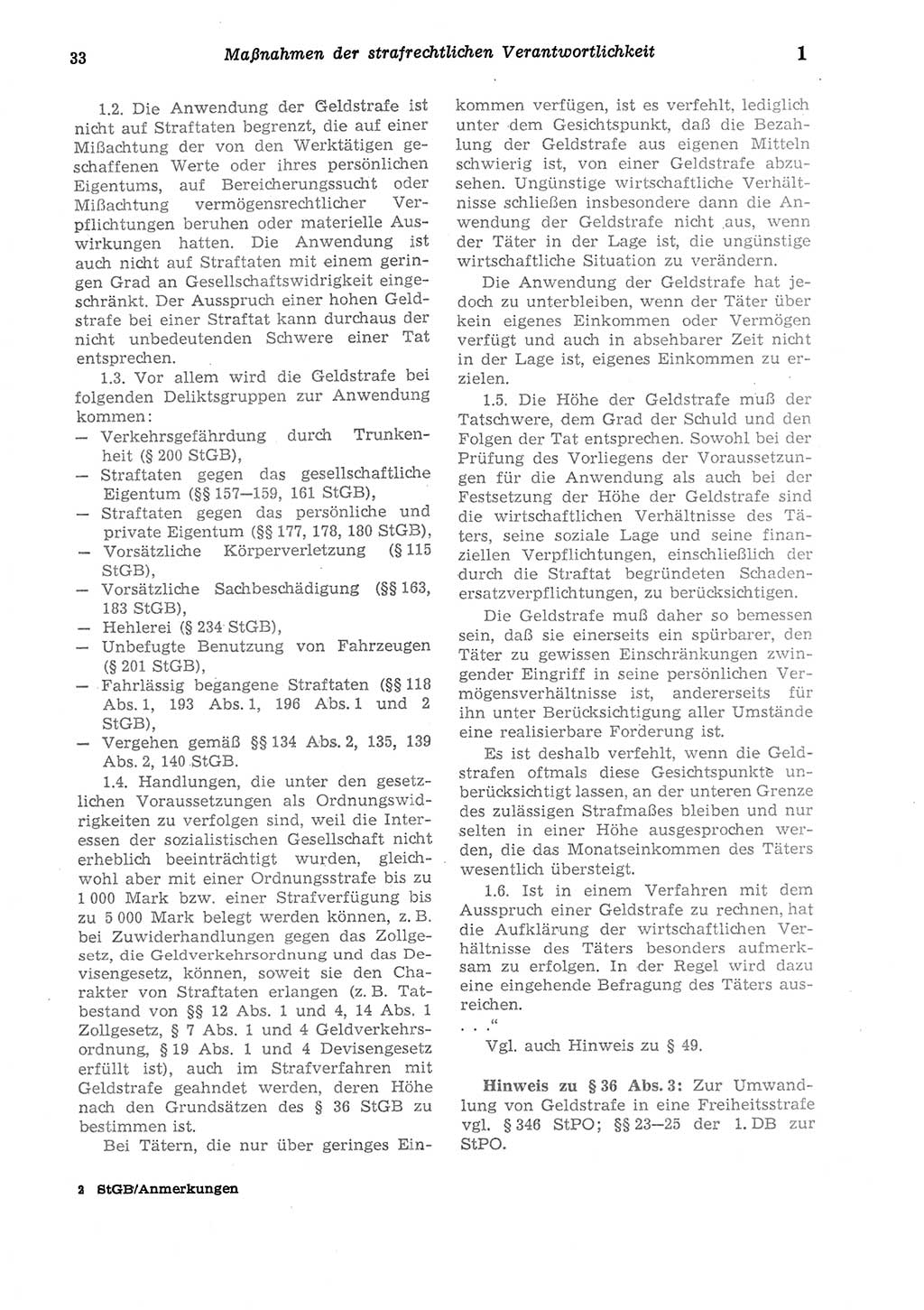 Strafgesetzbuch (StGB) der Deutschen Demokratischen Republik (DDR) und angrenzende Gesetze und Bestimmungen 1975, Seite 33 (StGB DDR Ges. Best. 1975, S. 33)