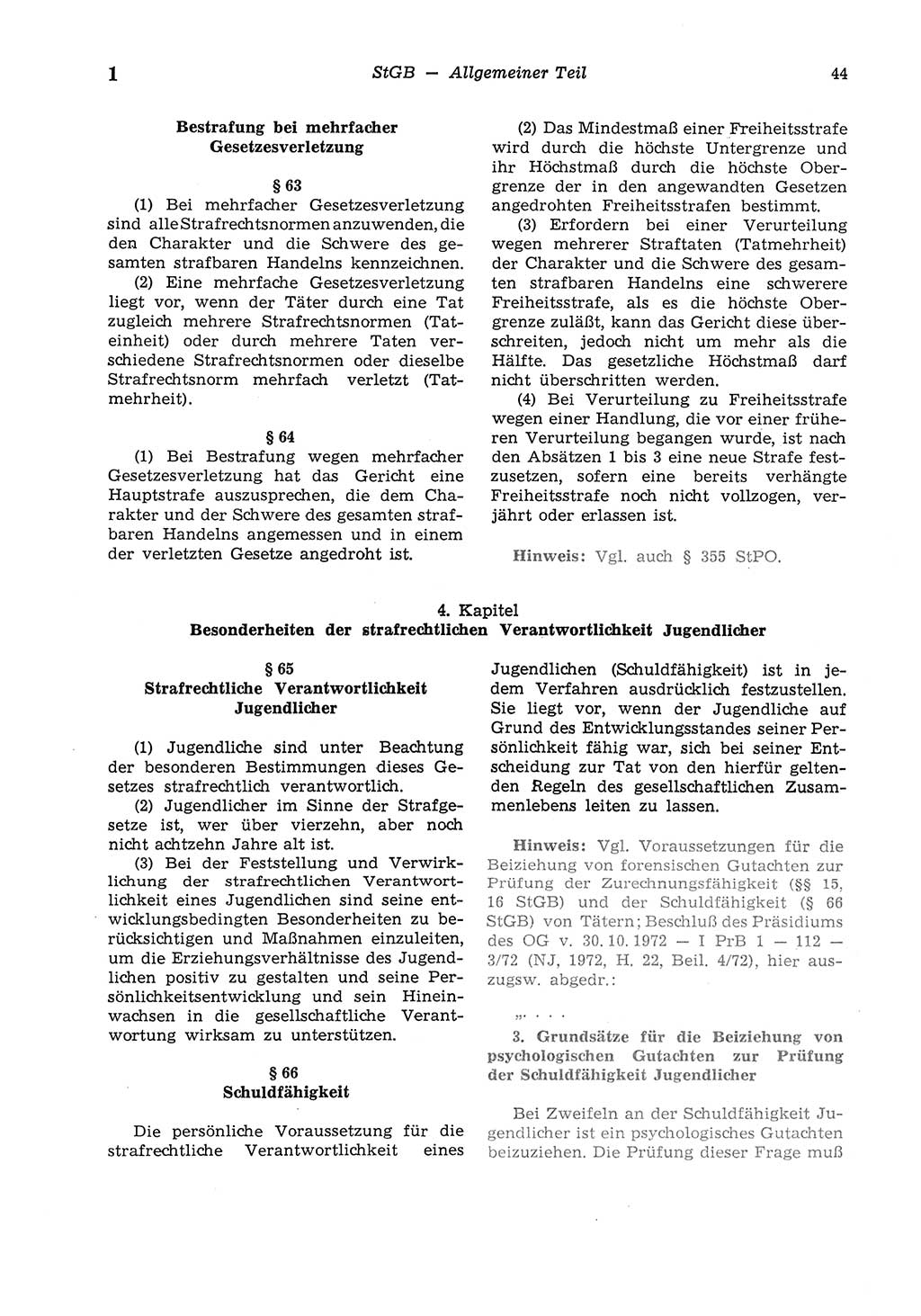Strafgesetzbuch (StGB) der Deutschen Demokratischen Republik (DDR) und angrenzende Gesetze und Bestimmungen 1975, Seite 44 (StGB DDR Ges. Best. 1975, S. 44)