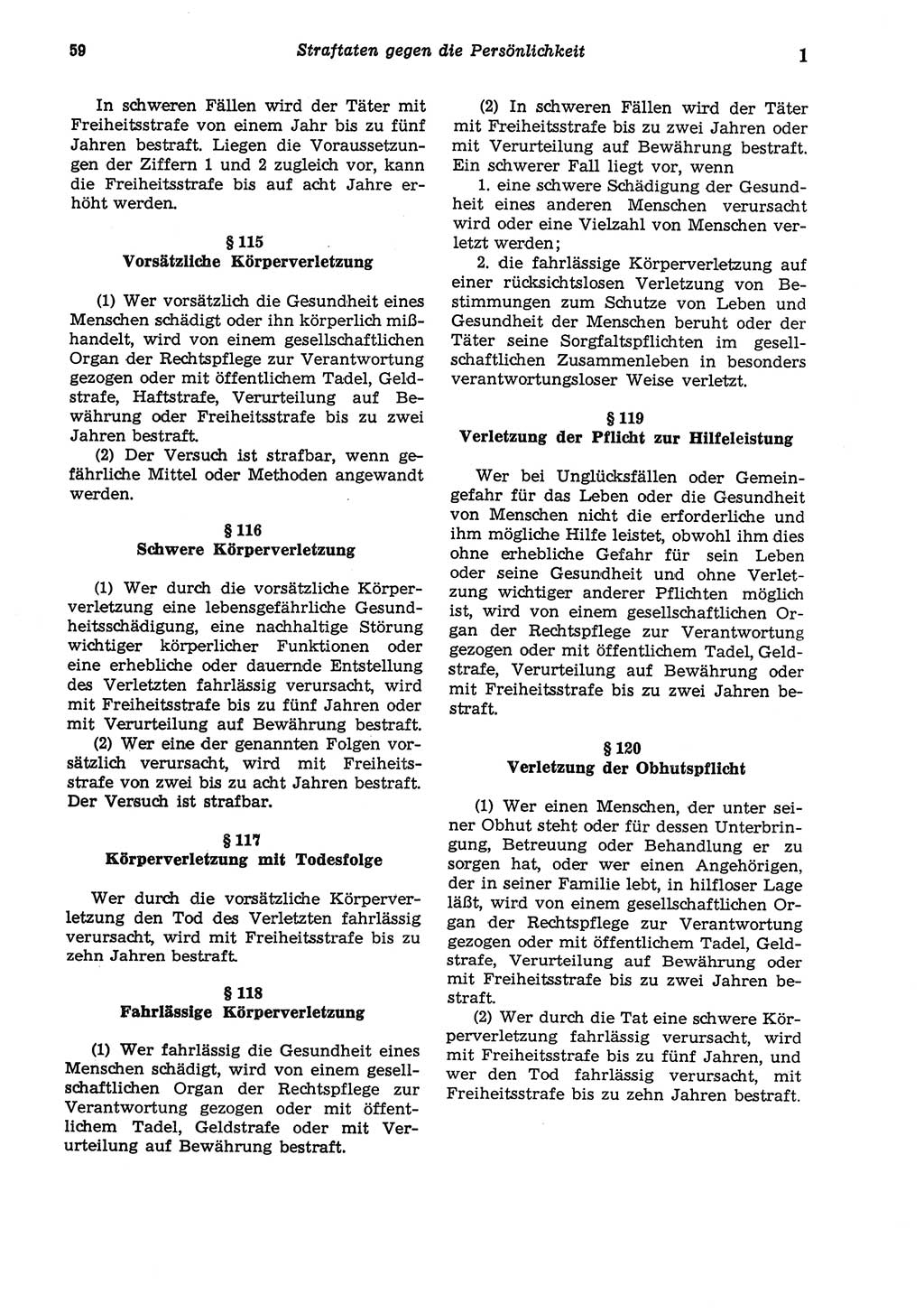 Strafgesetzbuch (StGB) der Deutschen Demokratischen Republik (DDR) und angrenzende Gesetze und Bestimmungen 1975, Seite 59 (StGB DDR Ges. Best. 1975, S. 59)