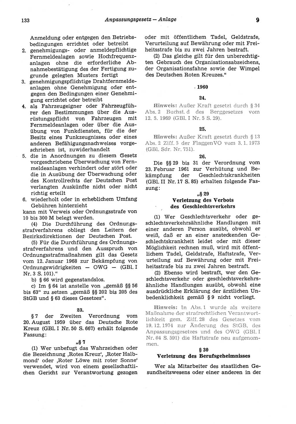 Strafgesetzbuch (StGB) der Deutschen Demokratischen Republik (DDR) und angrenzende Gesetze und Bestimmungen 1975, Seite 133 (StGB DDR Ges. Best. 1975, S. 133)