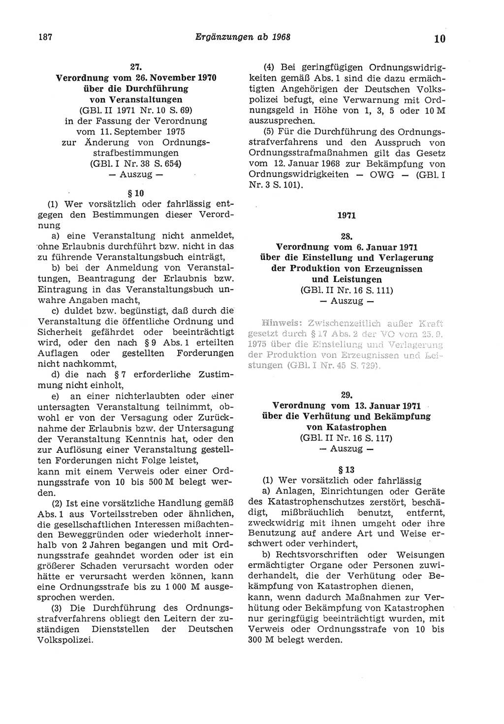 Strafgesetzbuch (StGB) der Deutschen Demokratischen Republik (DDR) und angrenzende Gesetze und Bestimmungen 1975, Seite 187 (StGB DDR Ges. Best. 1975, S. 187)