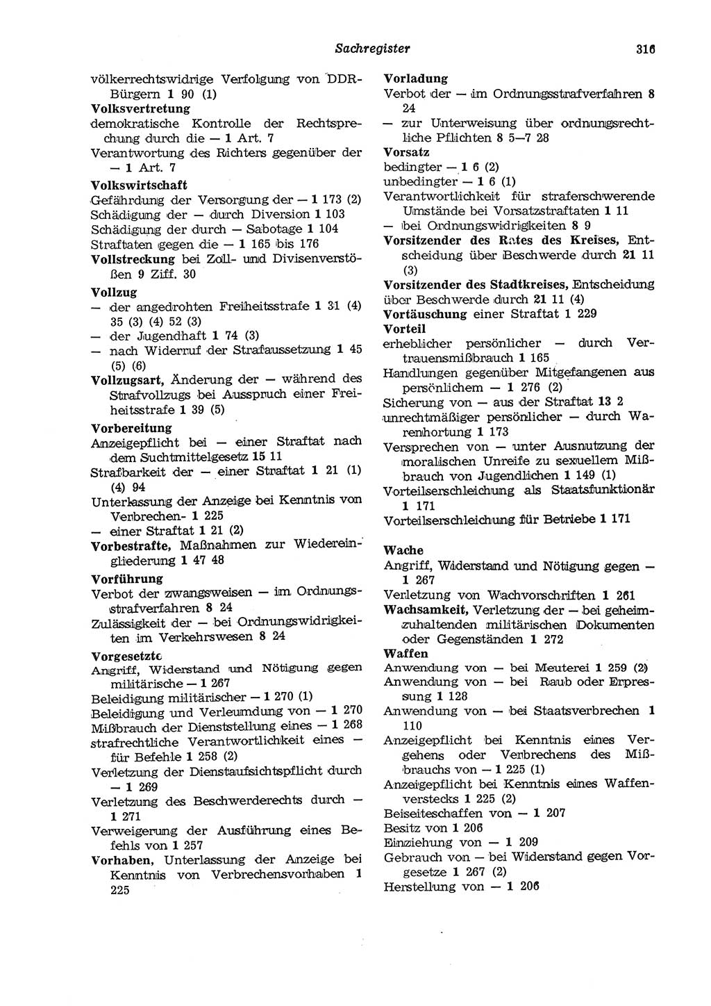 Strafgesetzbuch (StGB) der Deutschen Demokratischen Republik (DDR) und angrenzende Gesetze und Bestimmungen 1975, Seite 316 (StGB DDR Ges. Best. 1975, S. 316)