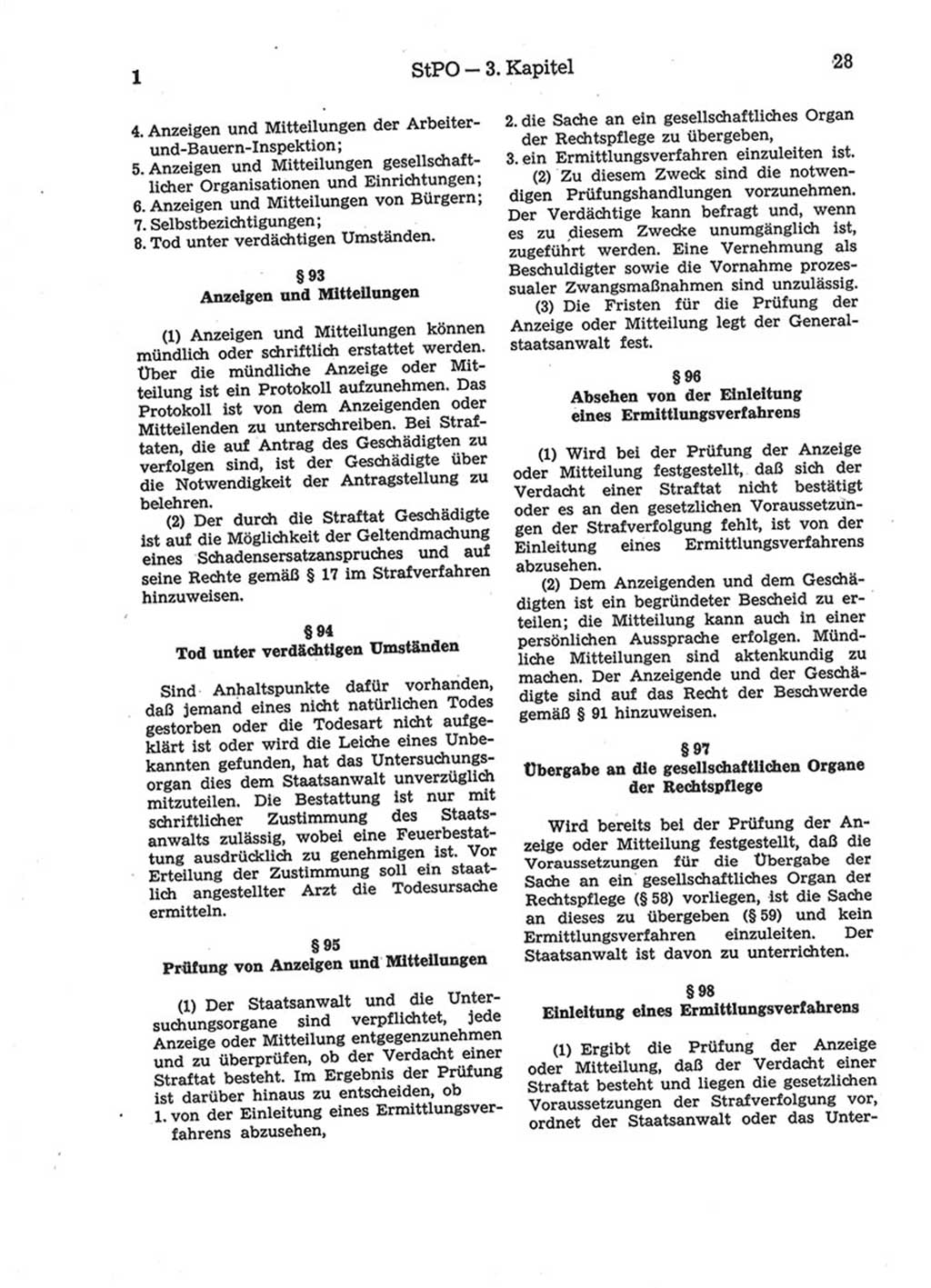Strafprozeßordnung (StPO) der Deutschen Demokratischen Republik (DDR) 1975, Seite 28 (StPO DDR 1974, S. 28)