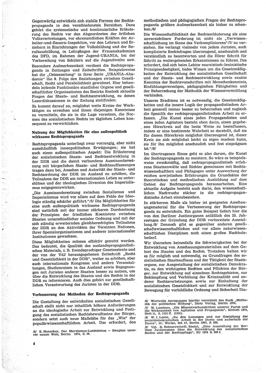 Neue Justiz (NJ), Zeitschrift für Recht und Rechtswissenschaft [Deutsche Demokratische Republik (DDR)], 29. Jahrgang 1975, Seite 4 (NJ DDR 1975, S. 4)