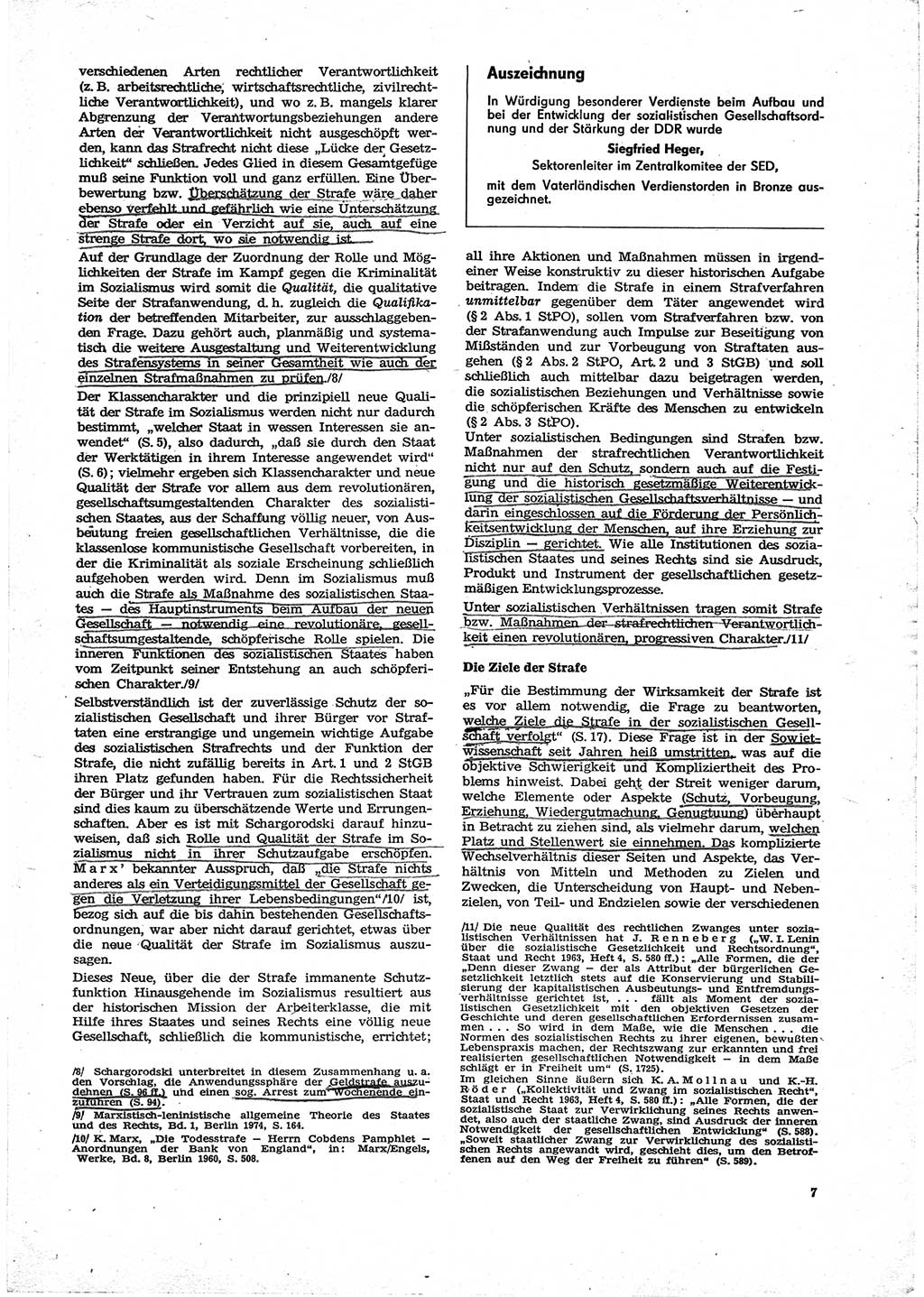 Neue Justiz (NJ), Zeitschrift für Recht und Rechtswissenschaft [Deutsche Demokratische Republik (DDR)], 29. Jahrgang 1975, Seite 7 (NJ DDR 1975, S. 7)