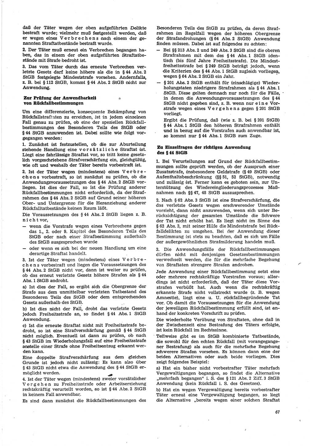 Neue Justiz (NJ), Zeitschrift für Recht und Rechtswissenschaft [Deutsche Demokratische Republik (DDR)], 29. Jahrgang 1975, Seite 67 (NJ DDR 1975, S. 67)