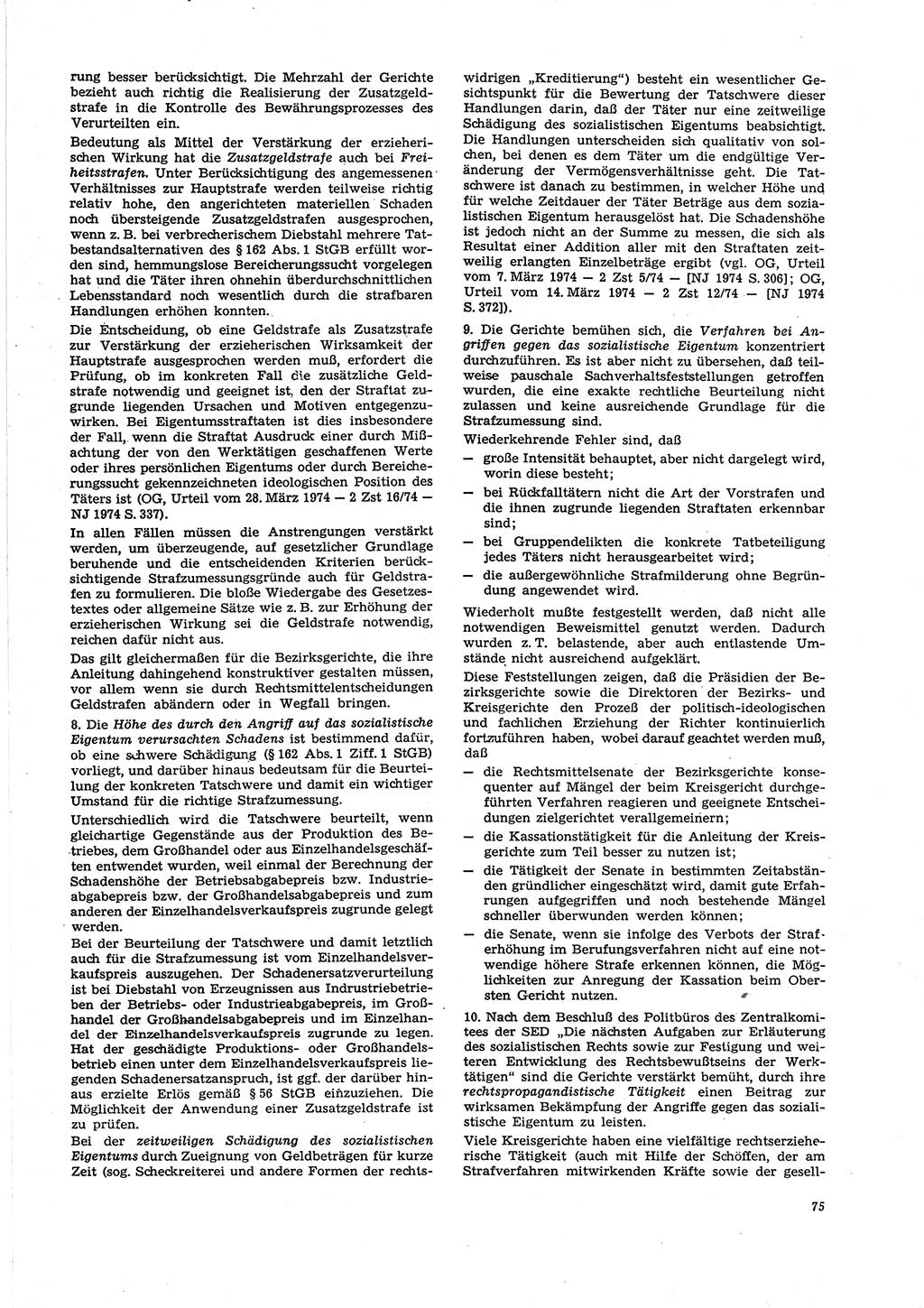 Neue Justiz (NJ), Zeitschrift für Recht und Rechtswissenschaft [Deutsche Demokratische Republik (DDR)], 29. Jahrgang 1975, Seite 75 (NJ DDR 1975, S. 75)